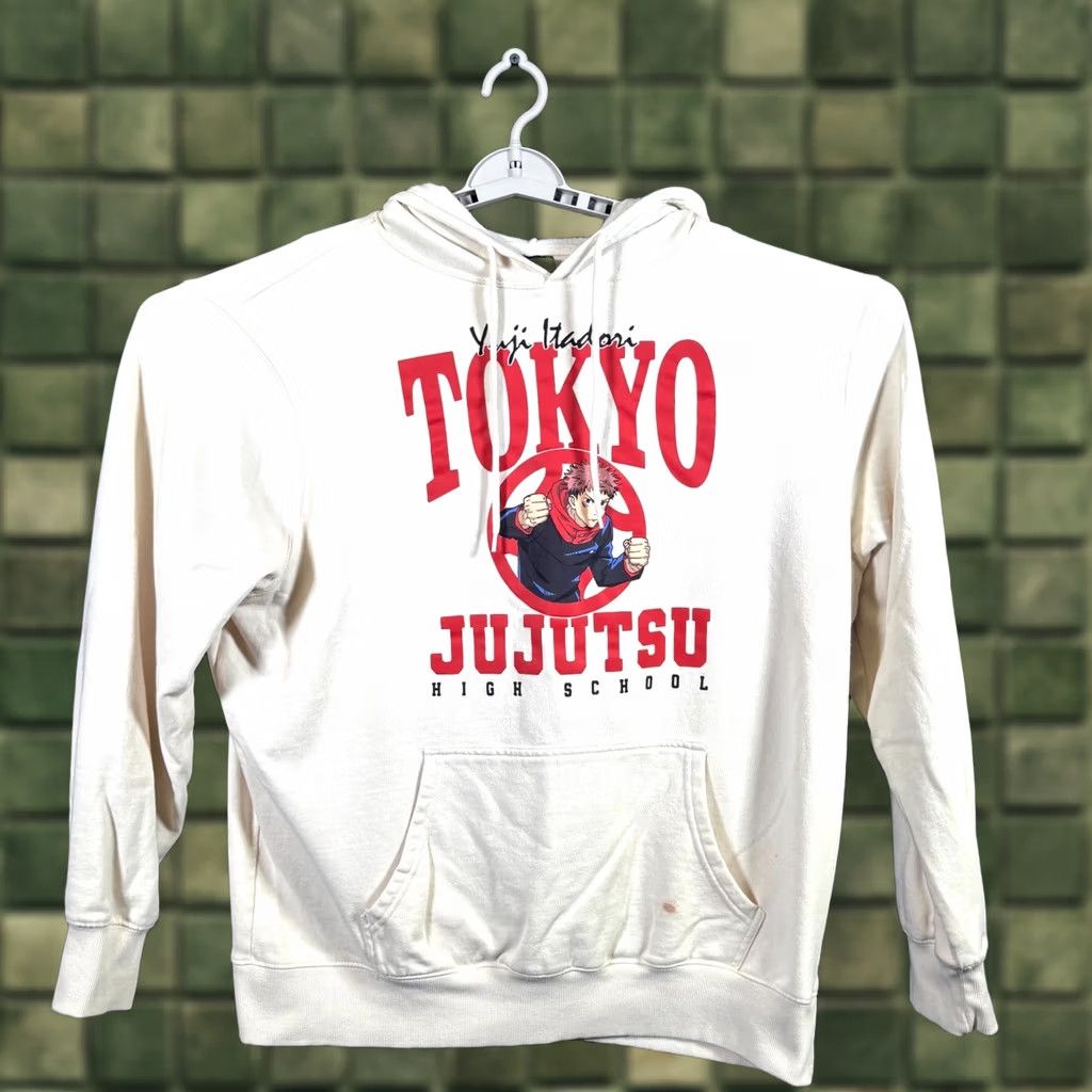 Vintage Jujutsu Kaisen Yuji Itadori High School Hoodie Men XL White Pullover Sweatshirt Size US XL / EU 56 / 4 - 1 Thumbnail