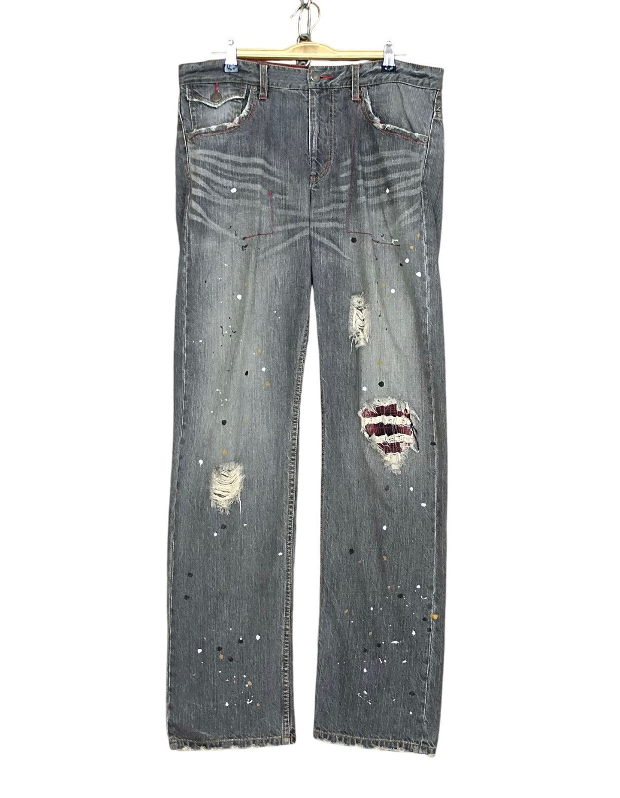 Hysteric Glamour Vintage RATTLE TRAP Painted Splash Distressed Denim Jeans Size US 34 / EU 50 - 1 Thumbnail