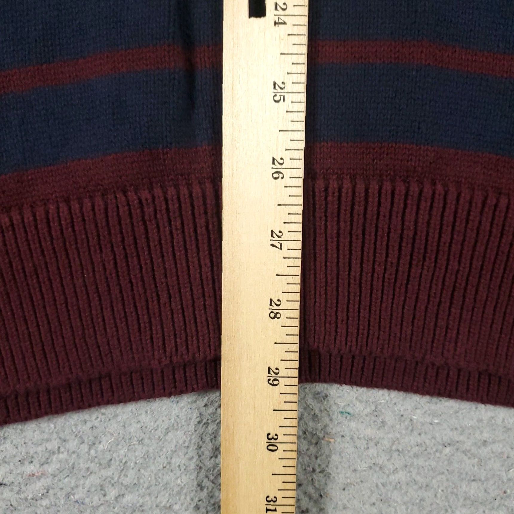 Nautica Nautica Cable Knit Sweater Mens Large Blue Red Stripe Casual Pullover Crew Neck Cotton Size US L / EU 52-54 / 3 - 6 Thumbnail