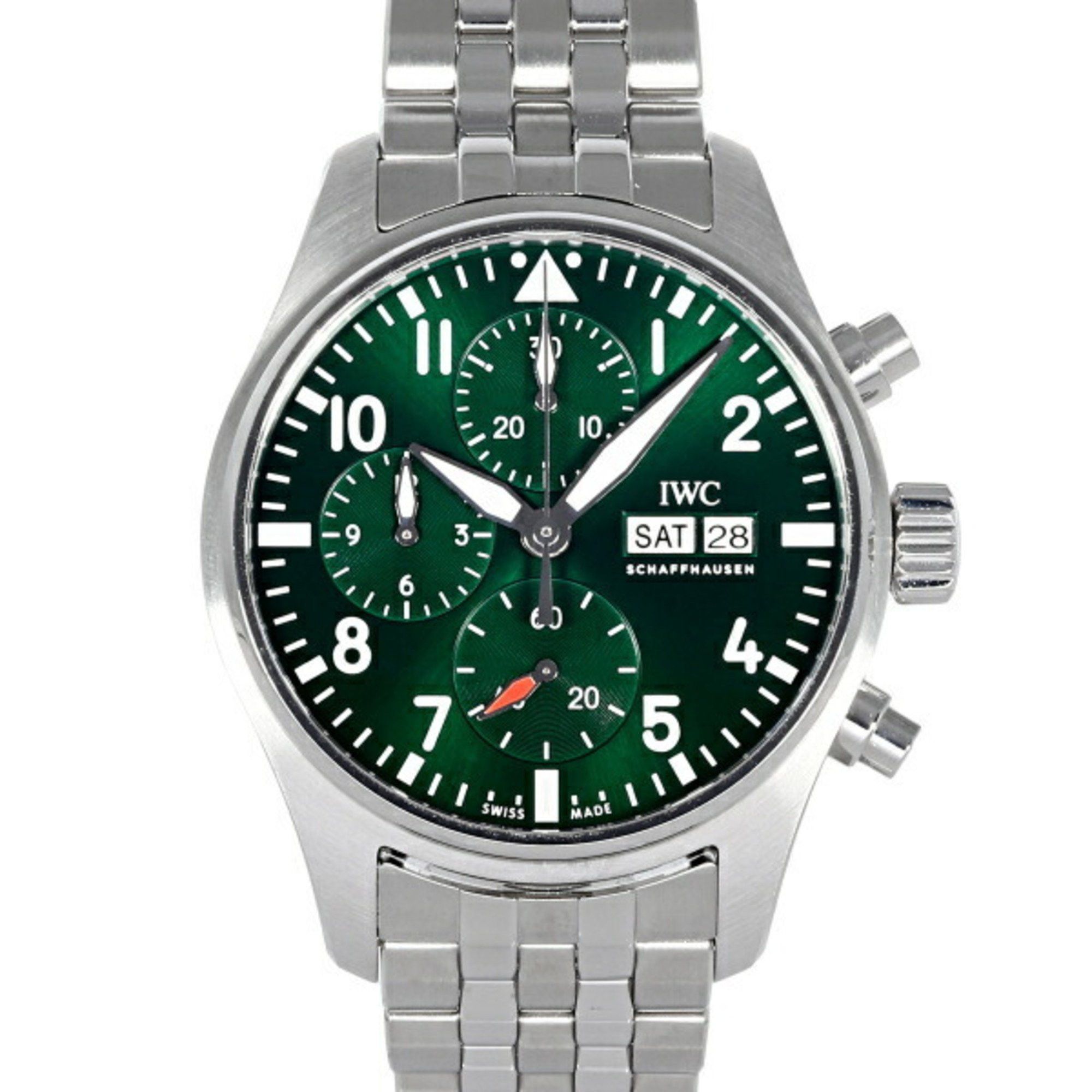 image of Iwc Schaffhausen Iwc Pilot Watch Chronograph 41 Iw388104 Green Dial Men's