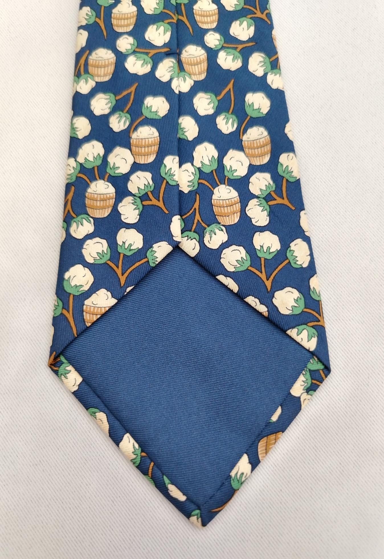 Hermes Hermes Paris 7496 IA Silk Designer Necktie Cotton Theme Tie Size ONE SIZE - 8 Thumbnail