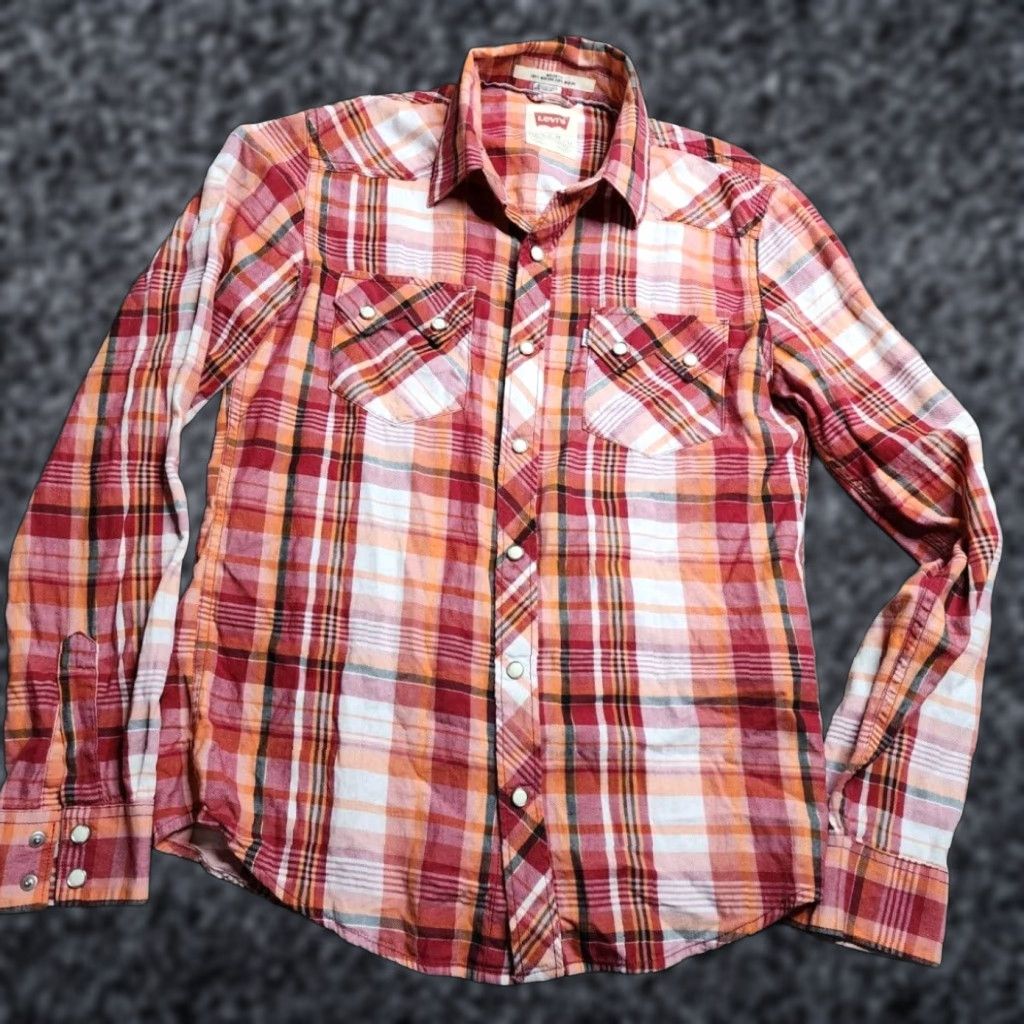 Levi's Levis Mens Regular Fit Red Plaid Long Sleeve Button Up Western Shirt Size US S / EU 44-46 / 1 - 1 Thumbnail