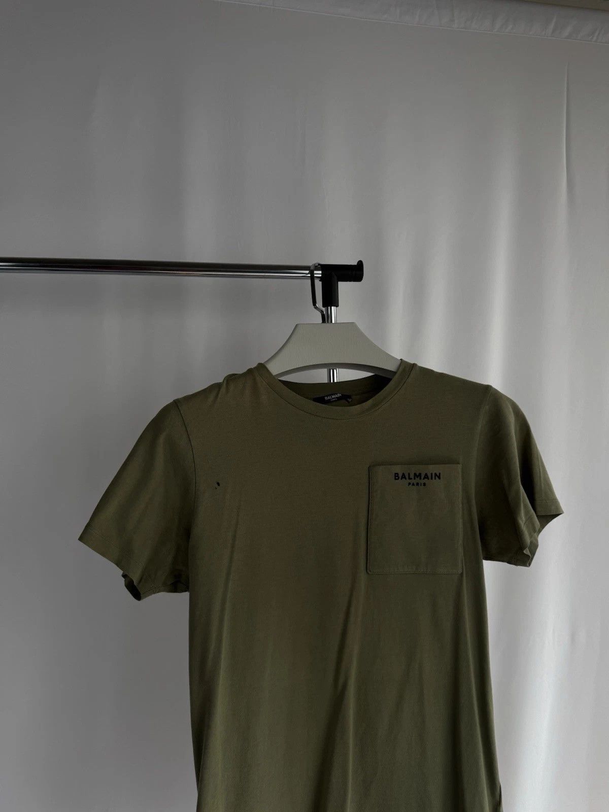 Balmain BALMAIN Paris Men's T-Shirt Distressed Green size:M RARE Size US M / EU 48-50 / 2 - 2 Thumbnail