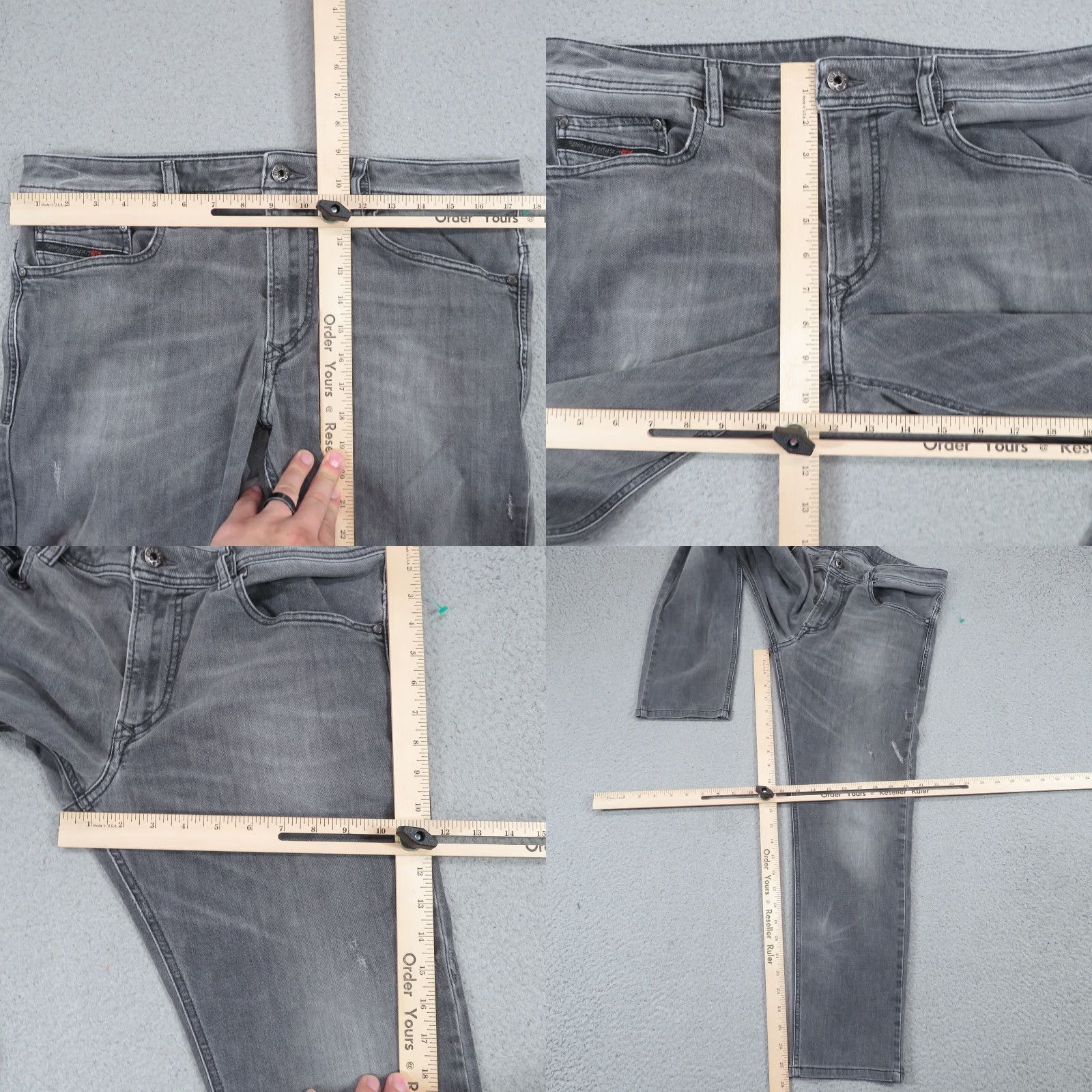 Diesel Diesel Jeans Mens 34x28 Thavar XP Slim Skinny Distressed Grey Wash R38O6 Stretch Jeans Size US 34 / EU 50 - 9 Thumbnail