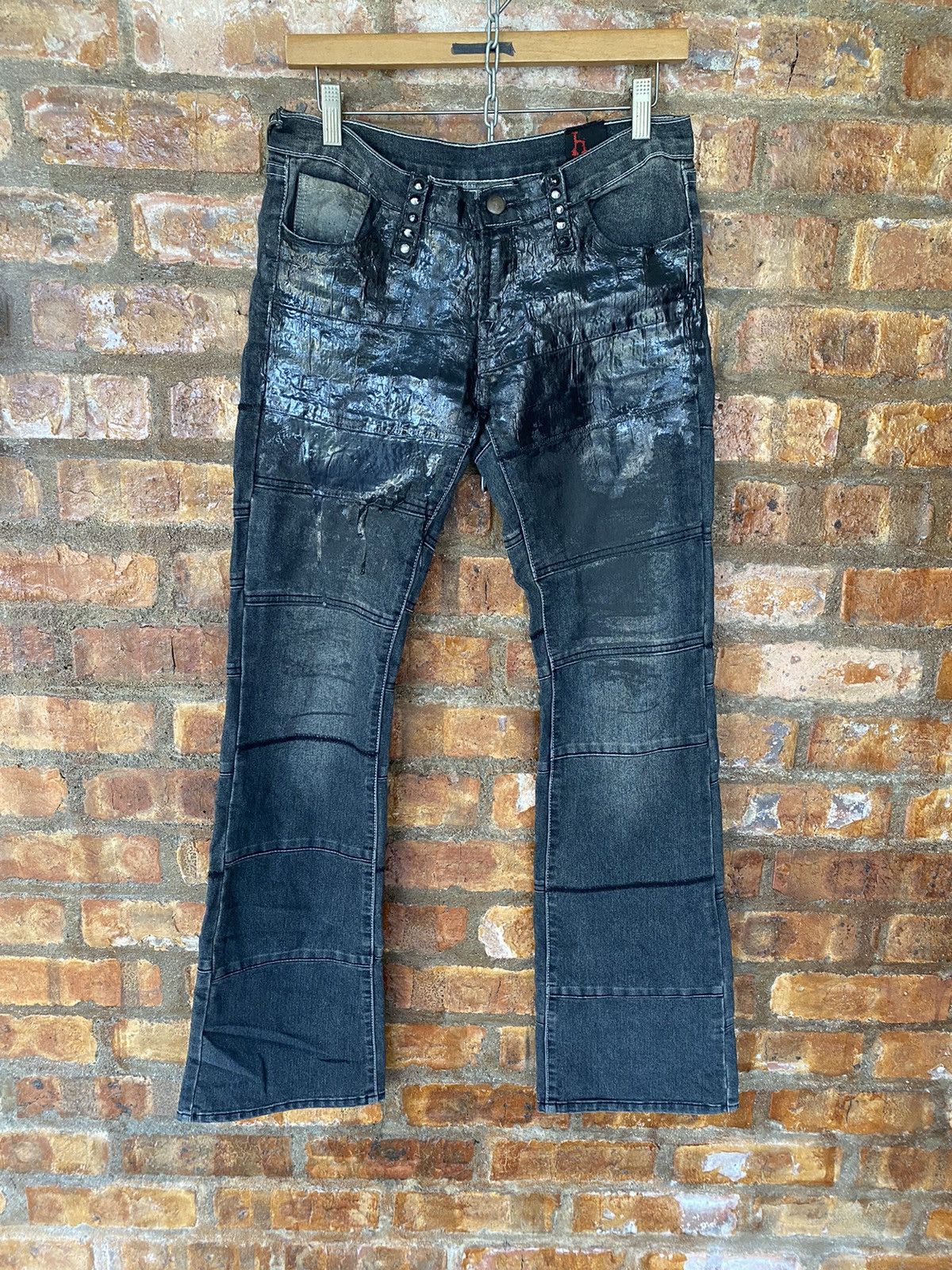Japanese Brand Vtg H.Anarcy H.Naoto hagi cross paints wax flare pants Size US 31 - 10 Thumbnail