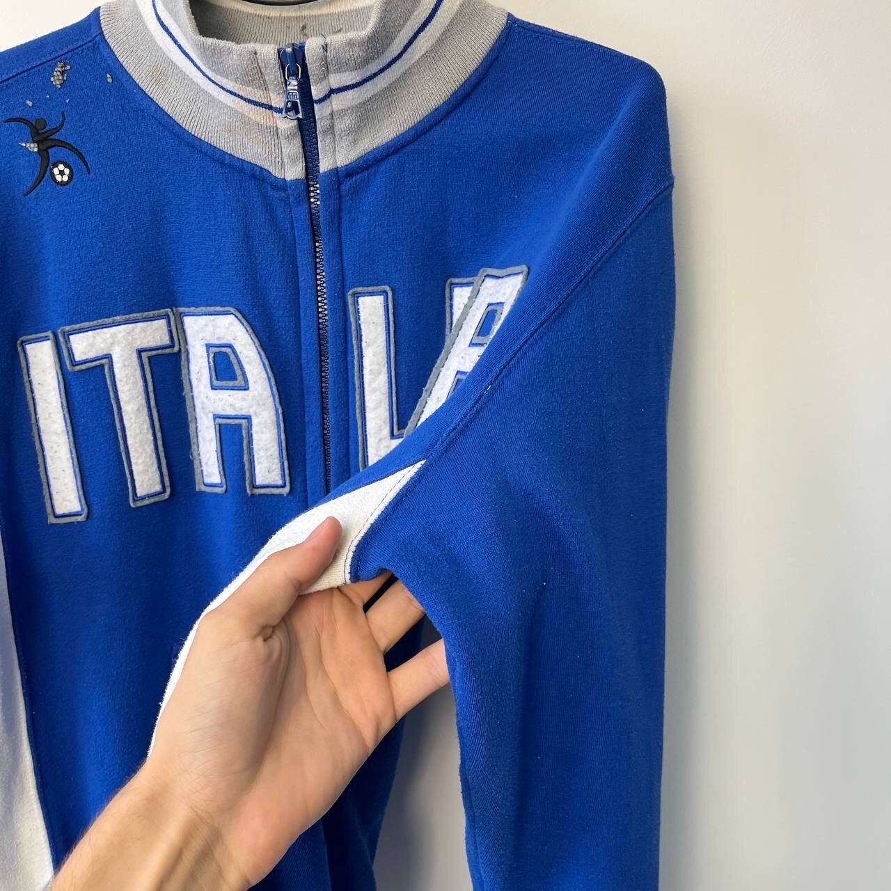 Vintage Y2K Rare 🇮🇹 Blue Italia Team big center logo Soccer Zip Size US M / EU 48-50 / 2 - 12 Thumbnail