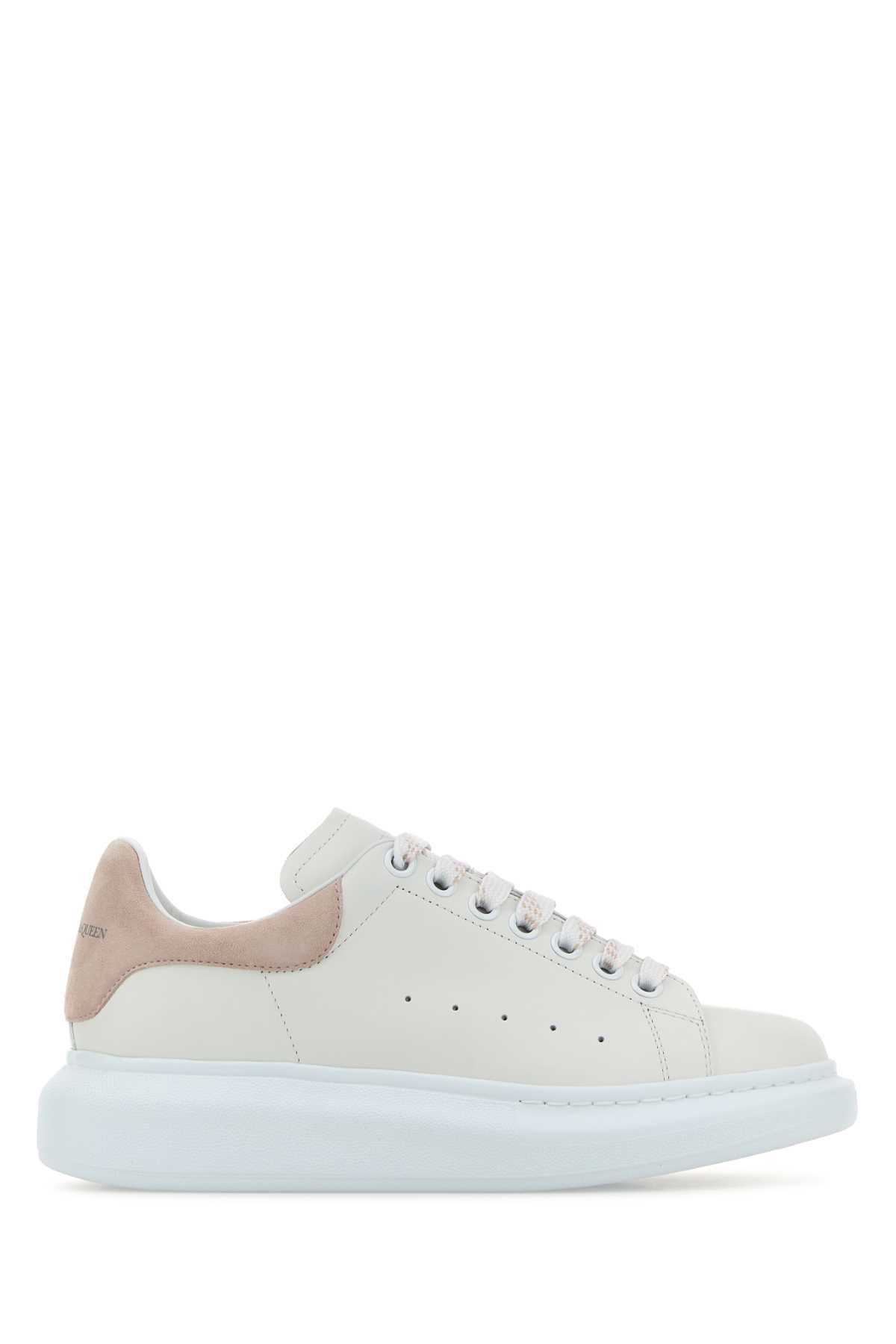 Alexander McQueen White Leather Sneakers With Powder Pink Suede Heel Size US 11 / IT 41 - 1 Thumbnail