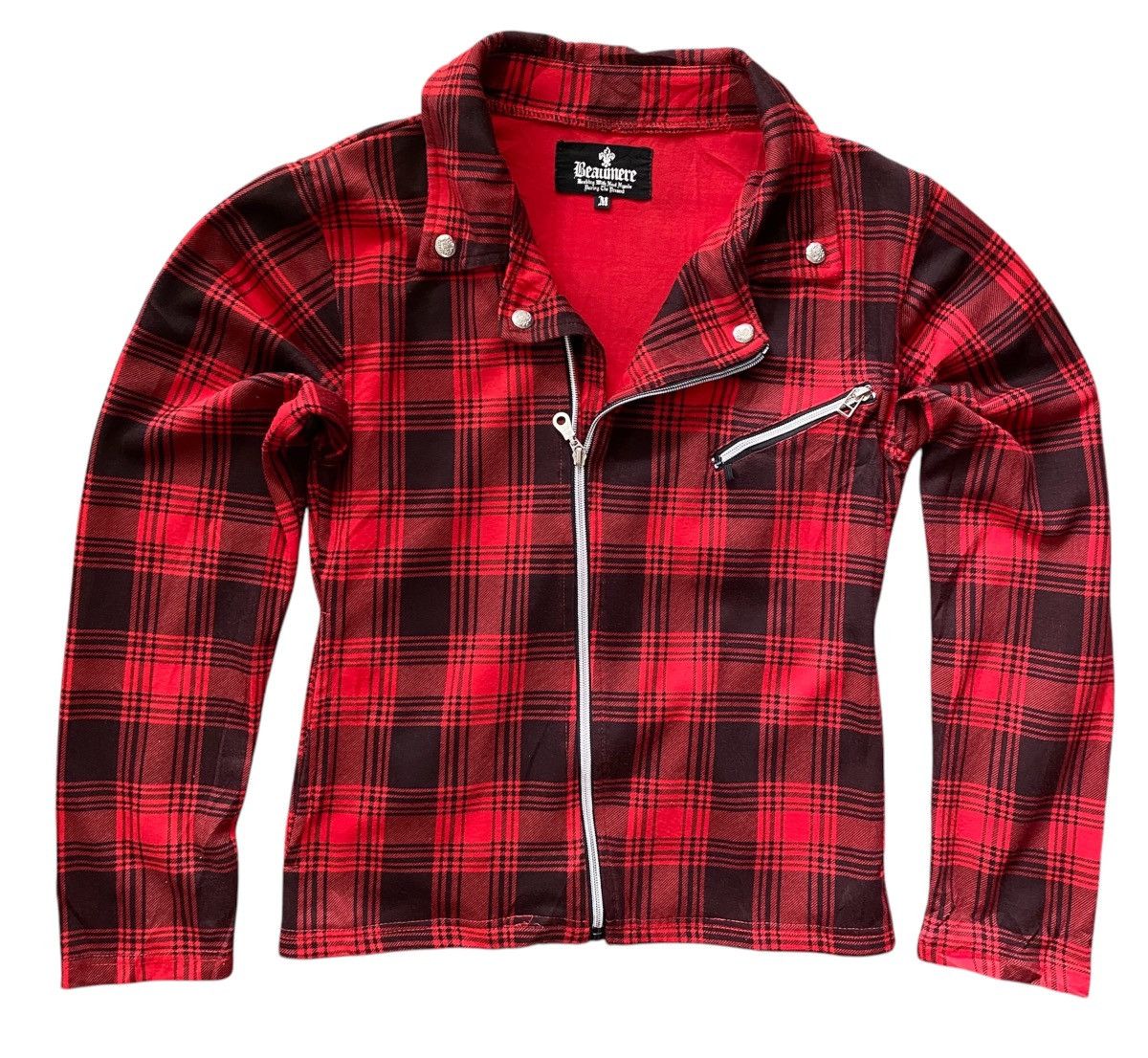 If Six Was Nine × Japanese Brand × Vintage VINTAGE BEAUMERE CHECKERED PUNK DESIGN ZIPPER JACKET Size US M / EU 48-50 / 2 - 1 Thumbnail