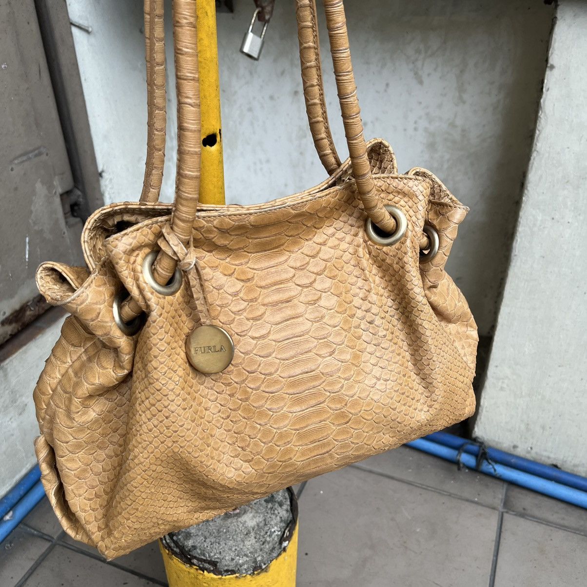 Furla Furla Carmen Python-Embossed Leather Shoulder Bag Size ONE SIZE - 4 Thumbnail