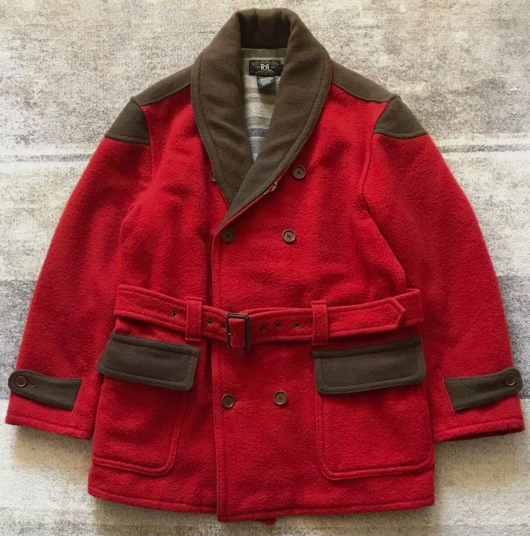 RRL Ralph Lauren DOUBLE RL Coat Heavy Jacket Peacoat Red Wool Belt XL Size US XL / EU 56 / 4 - 9 Thumbnail