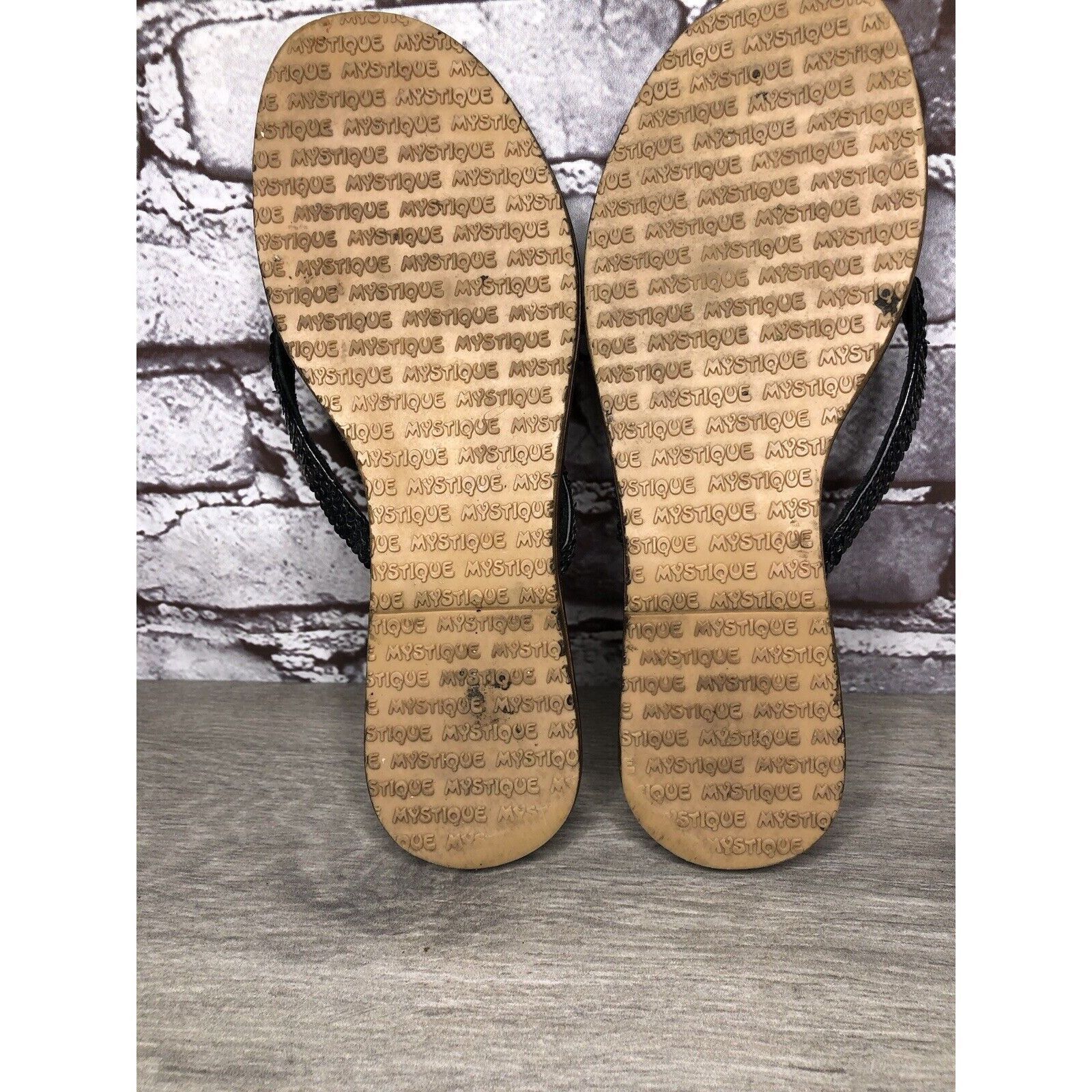 Other Mystique Black Leather Snake Skin Thong Flip Flops Sandals W Size US 9 / IT 39 - 13 Thumbnail