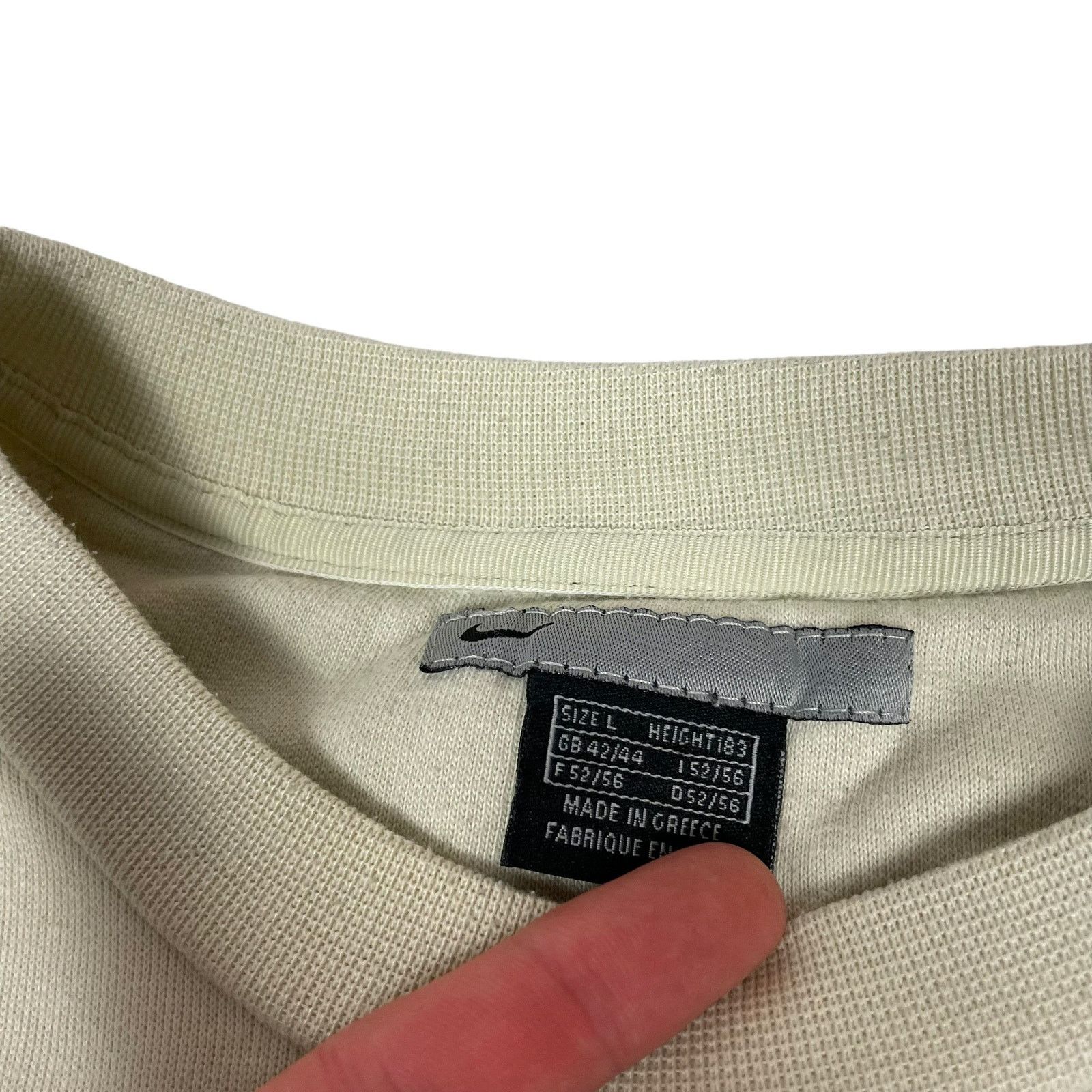 Nike × Vintage Nike Men Beige Cotton Blend Fleece Lined Swoosh Sweatshirt L Size US L / EU 52-54 / 3 - 7 Thumbnail