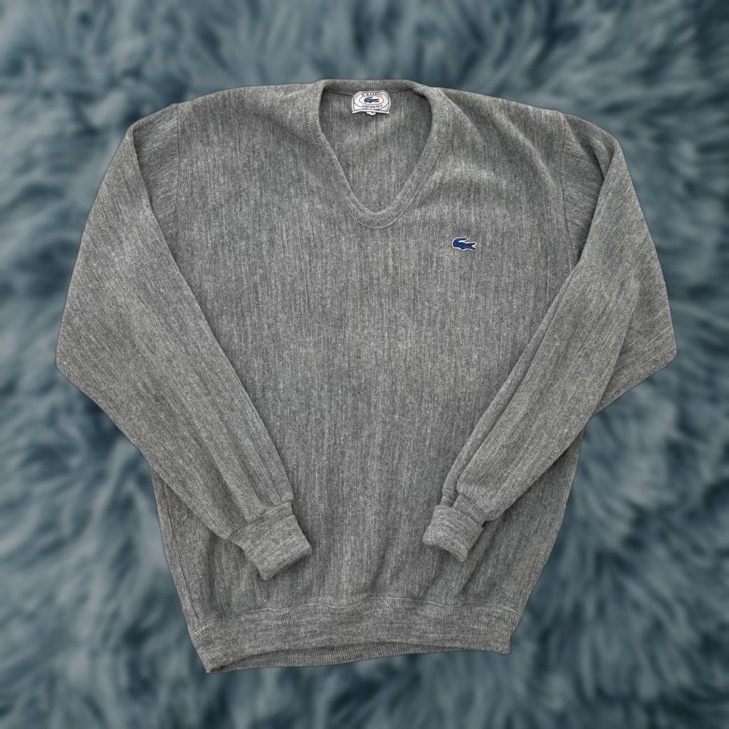 Vintage Vintage Izod Lacoste Mens Sweater Adult XL Gray Knit V-Neck Pullover Preppy 80s Casual Size US XL / EU 56 / 4 - 1 Thumbnail