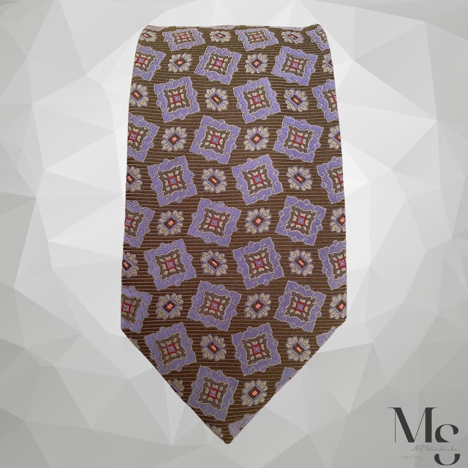 Canali CANALI Brown Purple Medallion Print Silk Tie Made In Italy W Size ONE SIZE - 4 Thumbnail