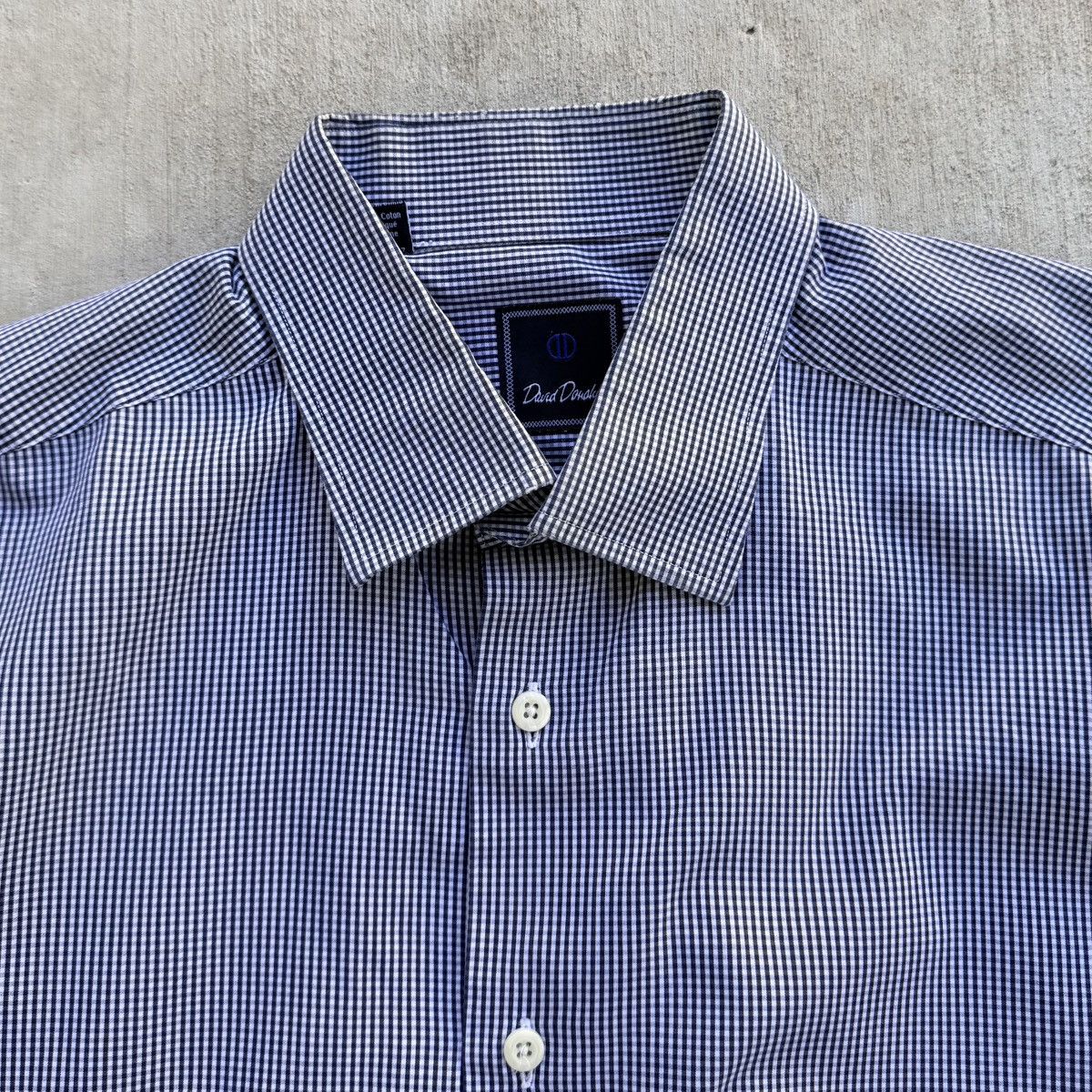 David Donahue David Donahue Dress Shirt Men Size 17 34/35 Check Blue Size US XL / EU 56 / 4 - 3 Thumbnail
