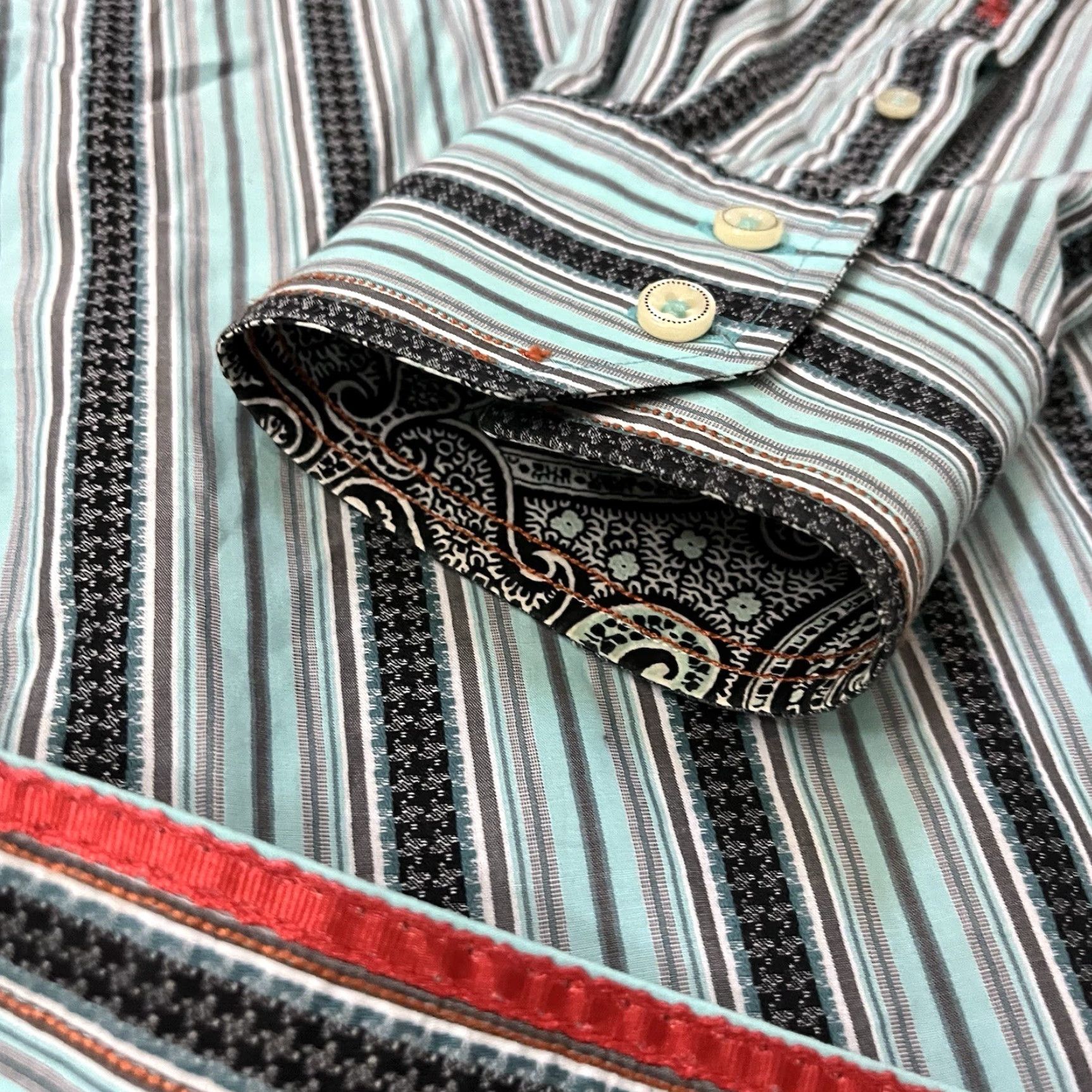Robert Graham Robert Graham Shirt Button-Up Long Sleeve Mens XL Blue Size US XL / EU 56 / 4 - 3 Thumbnail