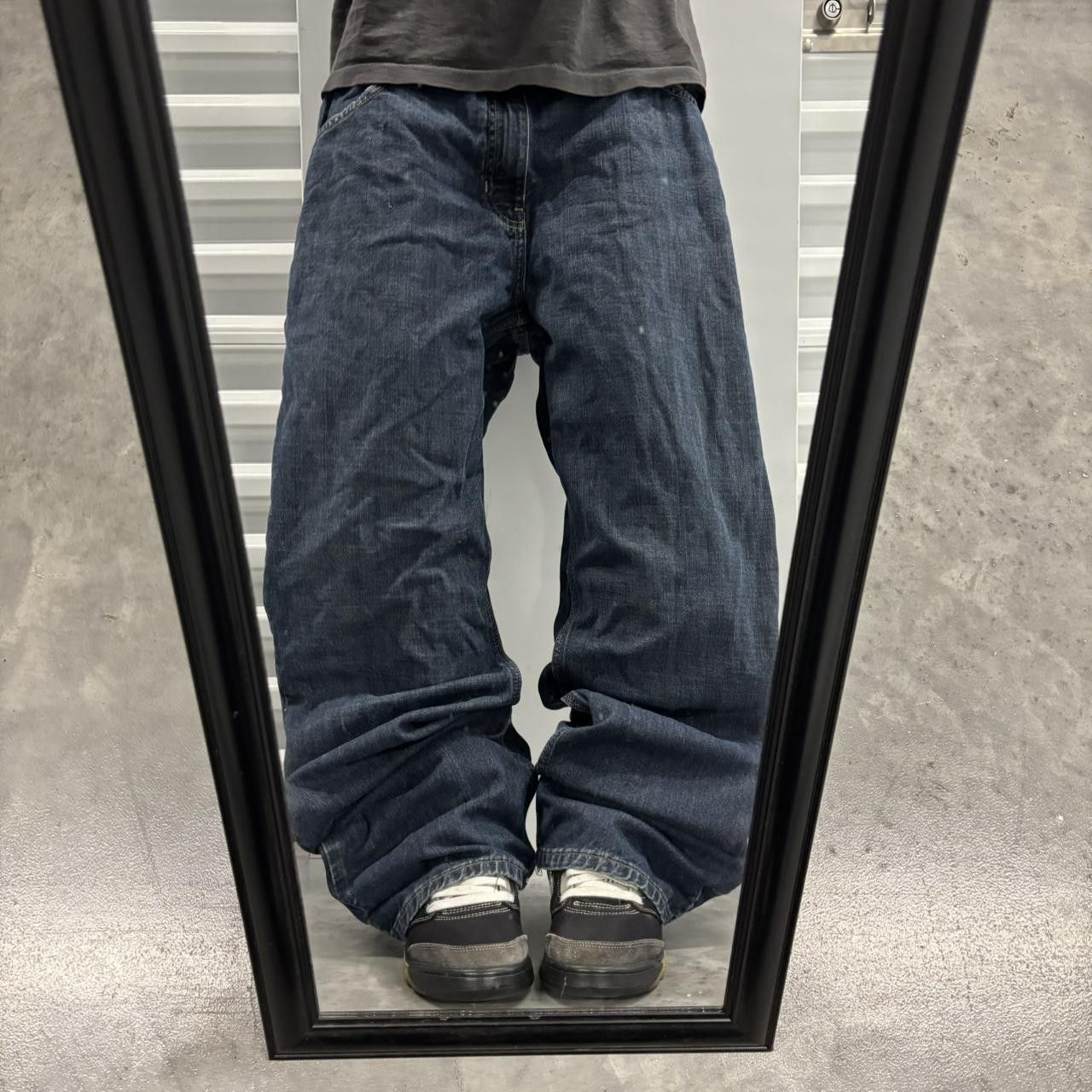 Japanese Brand × Vintage Crazy Vintage Y2K/2000s Baggy Dark Wash Grunge Skater Denim Jeans! Size US 38 / EU 54 - 1 Thumbnail