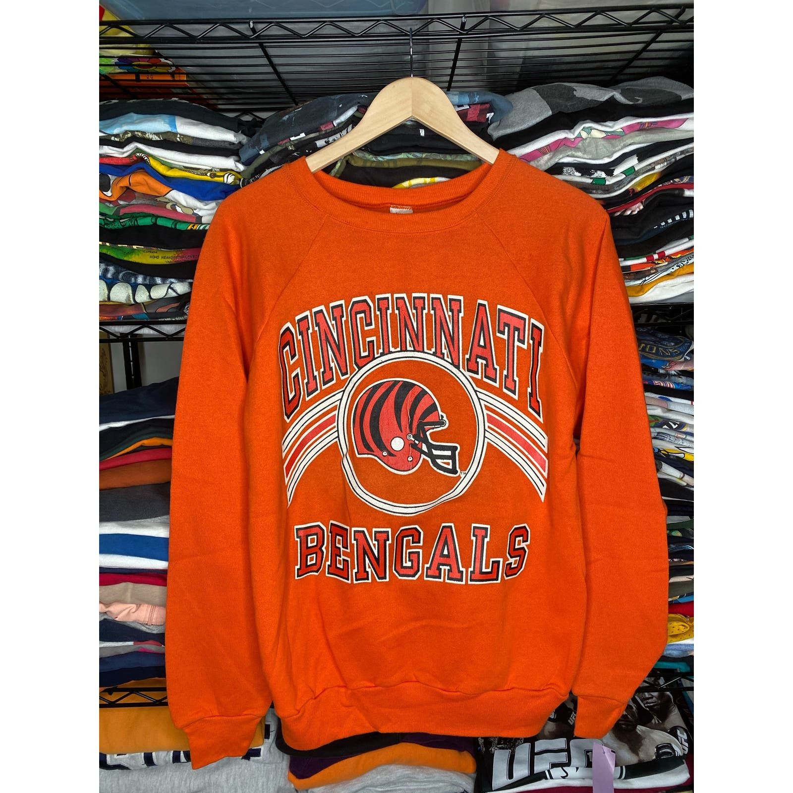 image of Vintage 80's Champion Cincinnati Bengals Orange Sweatshirt, Men's (Size Large)