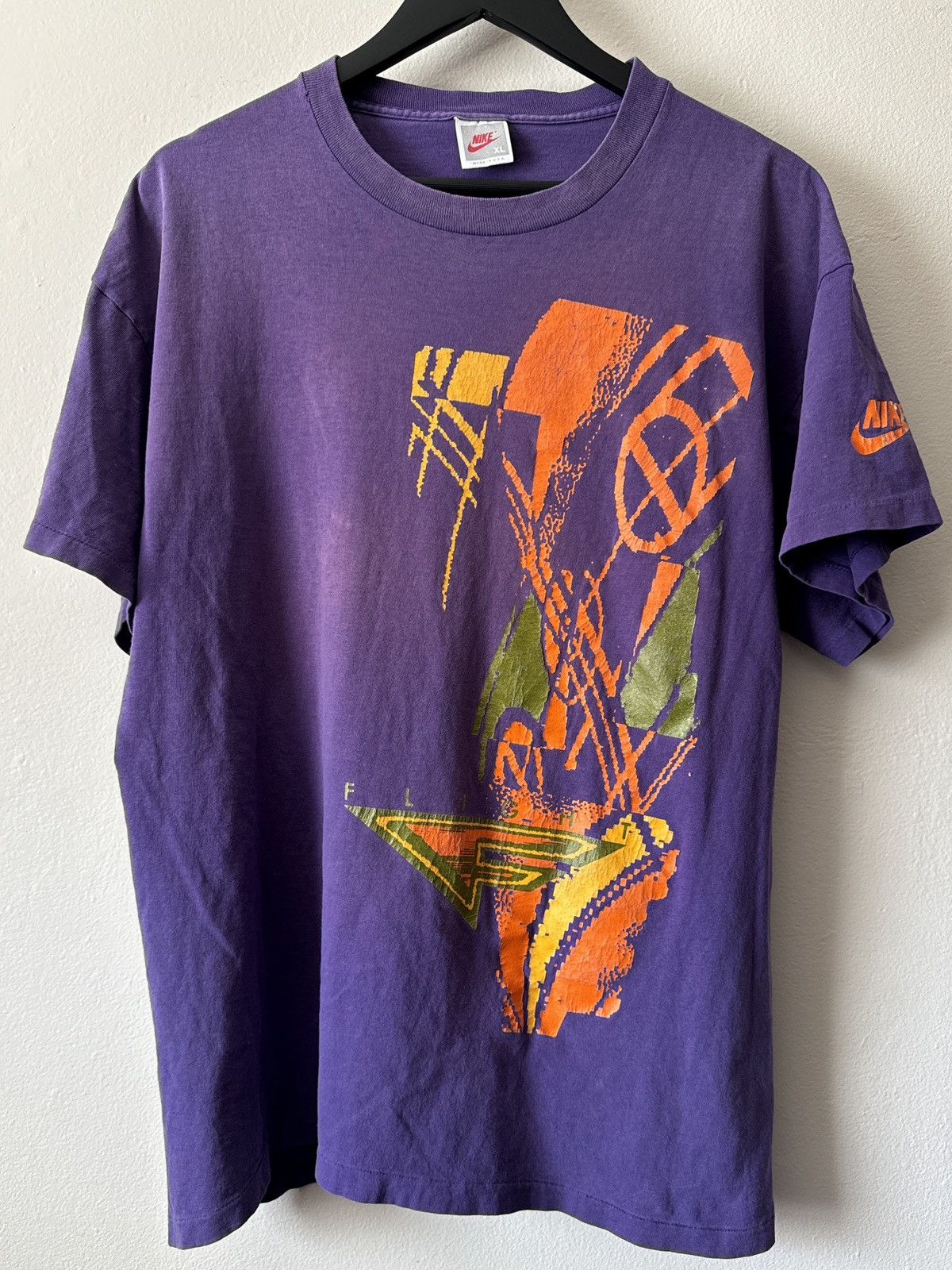 Nike × Vintage Vintage 90s Nike Flight T Shirt Size XL Purple Made In USA Size US XL / EU 56 / 4 - 1 Thumbnail