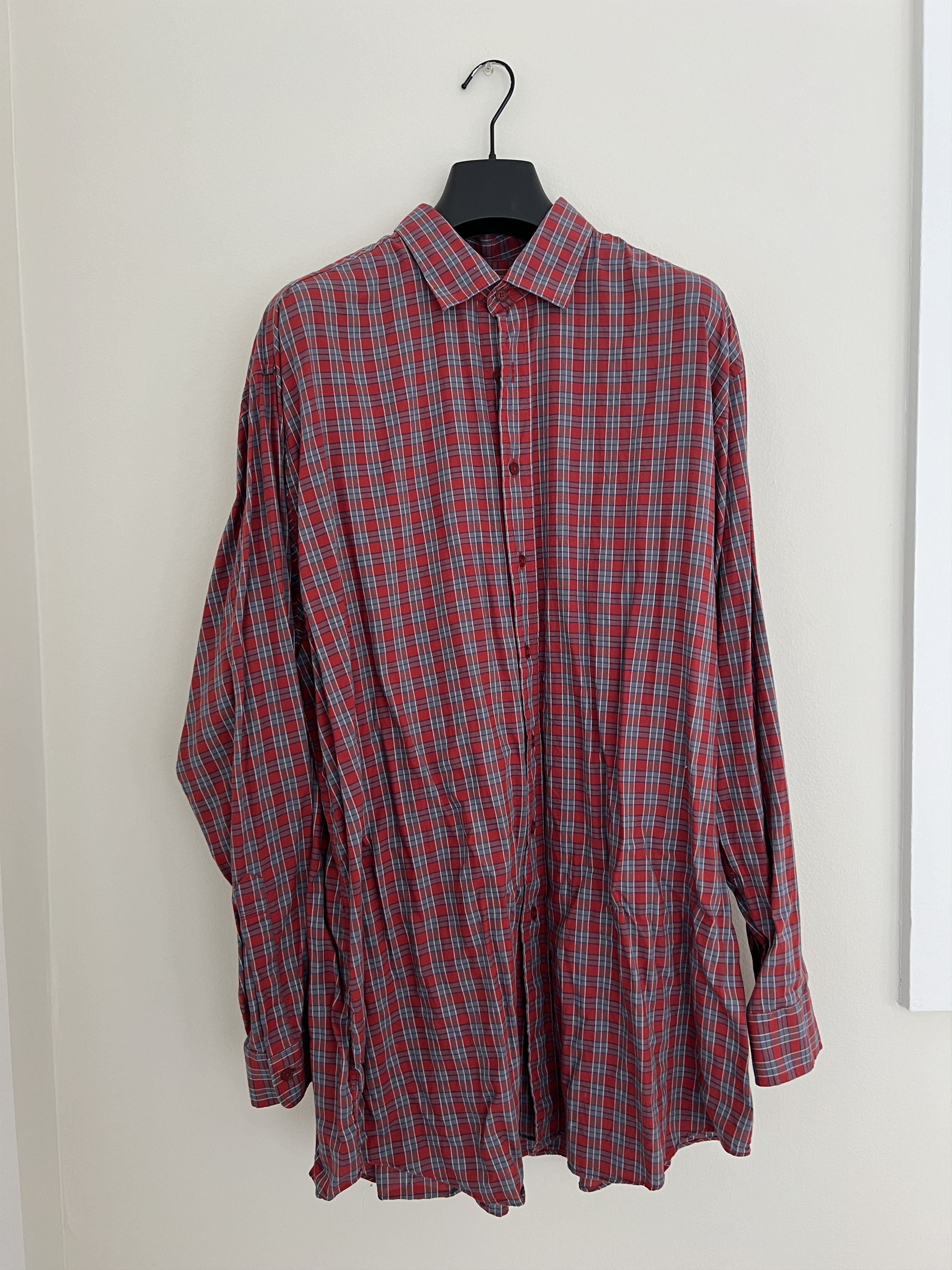 image of Acne Studios Plaid Button Up in Red, Men's (Size Small)