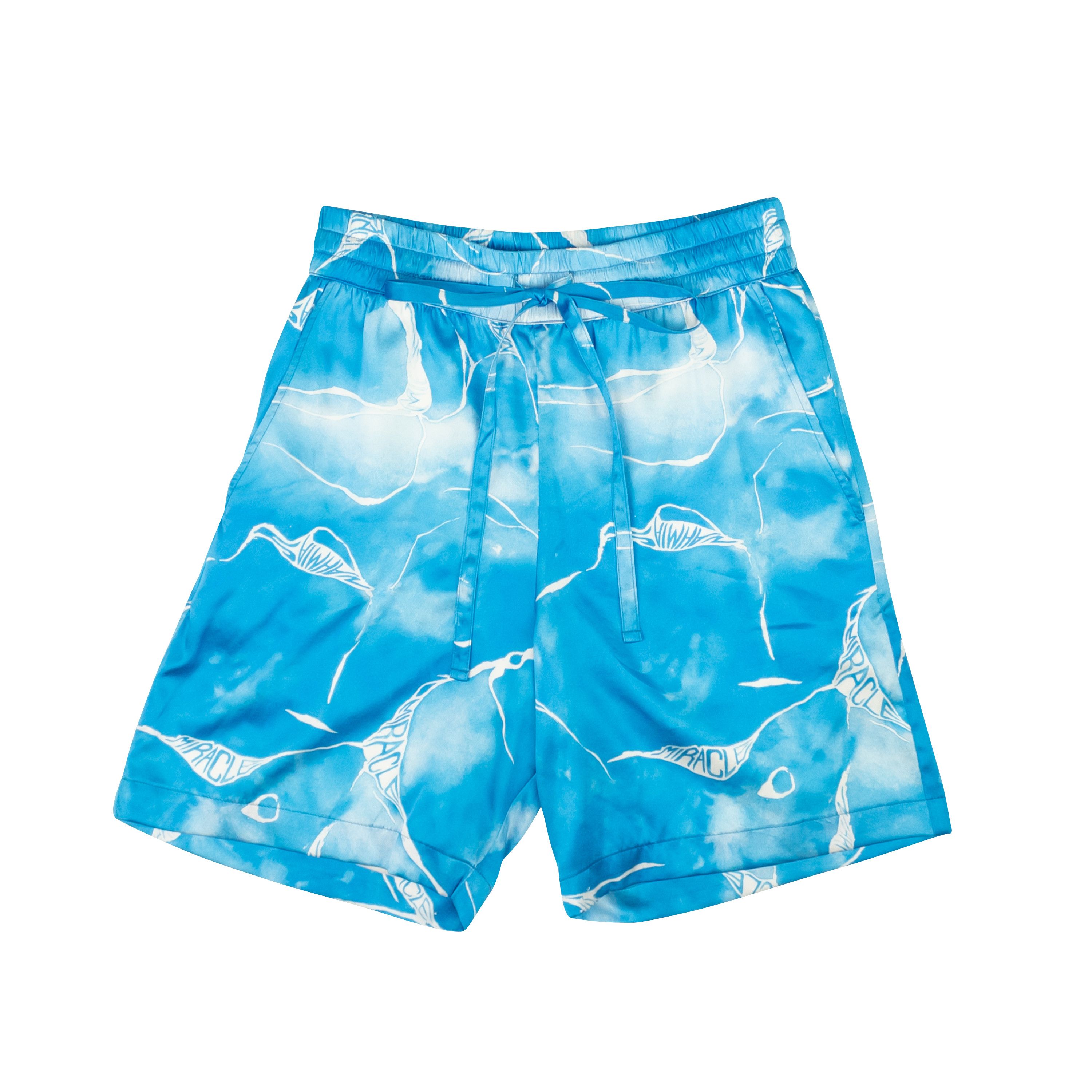 image of Nahmias Blue Silk Tie Dye Printed Shorts Size Xxl, Men's