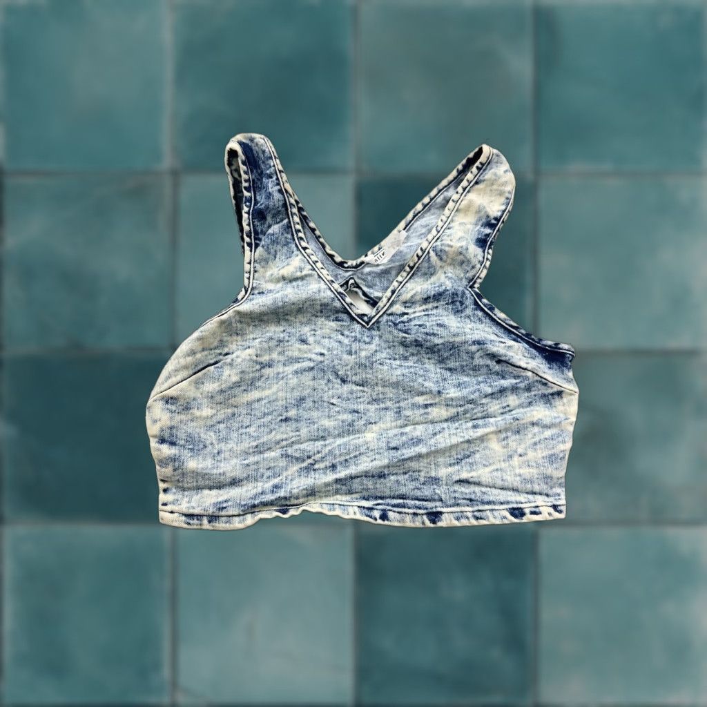 Vintage MilkyWay Crop Top Women’s S Blue Acid Wash USA Tank Sleeveless Cropped Shirt Womens Size S / US 4 / IT 40 - 1 Thumbnail