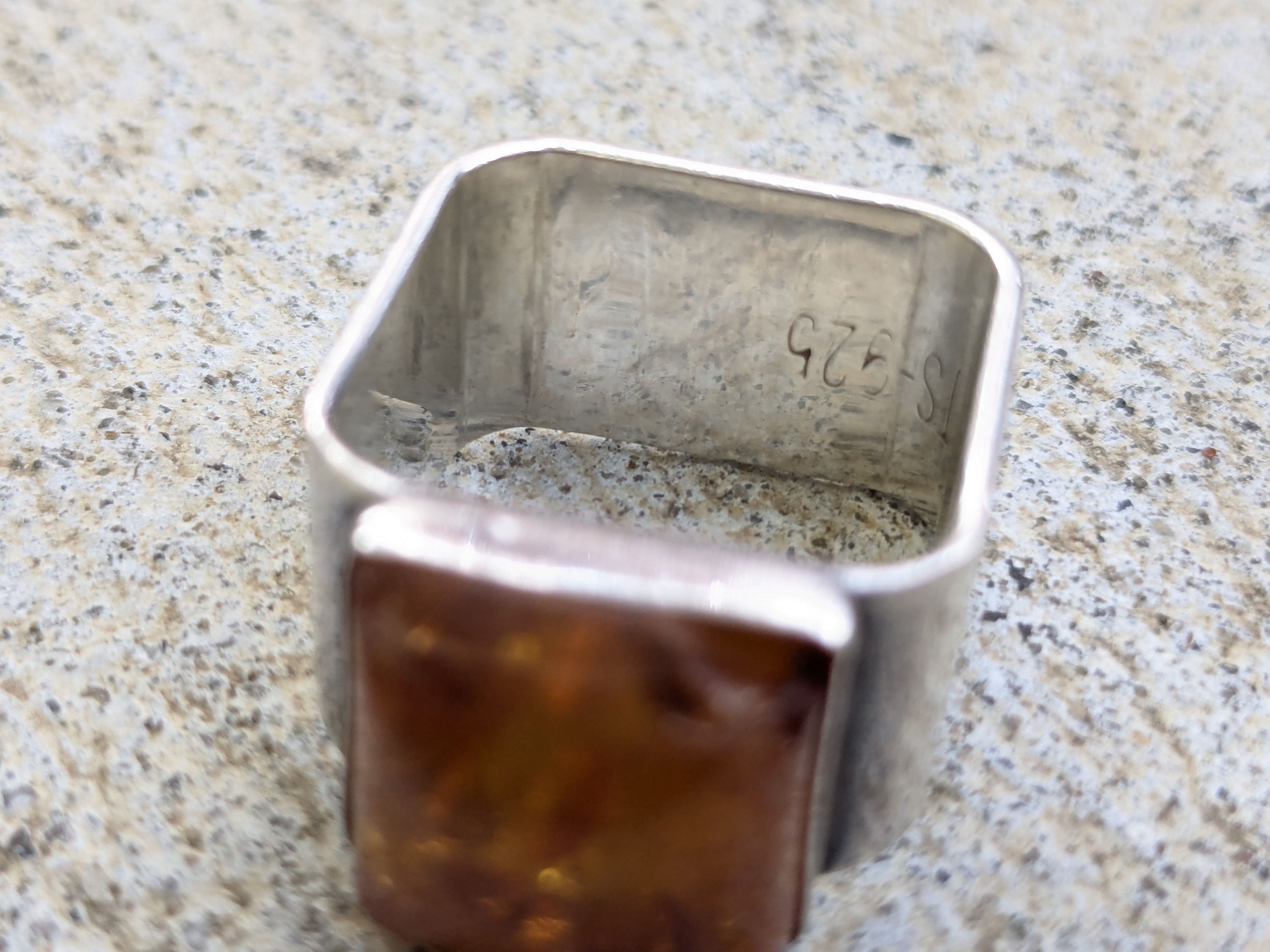 Vintage Vintage Sterling Silver Ring Size 9 Amber .925 Modern Size ONE SIZE - 5 Thumbnail