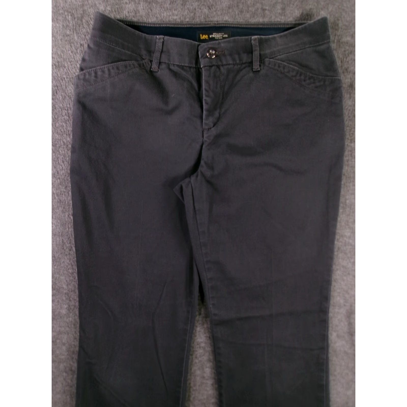 Lee Lee Pant Women 8 Chino Straight Regular Gray - Cotton Blend, Flat Front, Mid Rise, 30" Inseam, Lee Brand, Office Casual, Womens Size 30" / US 8 / IT 44 - 2 Thumbnail