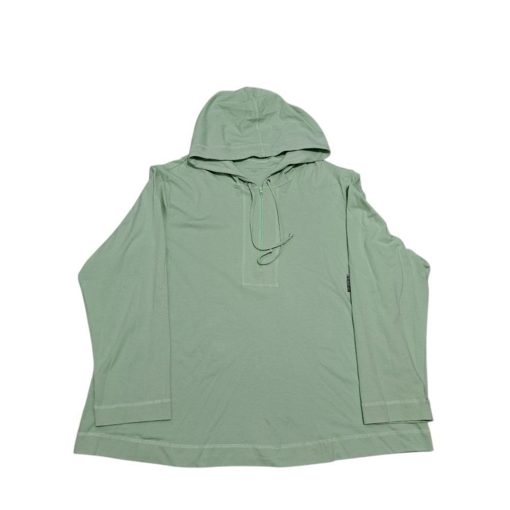 Eileen Fisher Eileen Fisher Organic Cotton Stretch Jersey 1/4 Zip Hooded Top Sweater Aloe 3X Size 4XL / US 24-26 - 2 Thumbnail