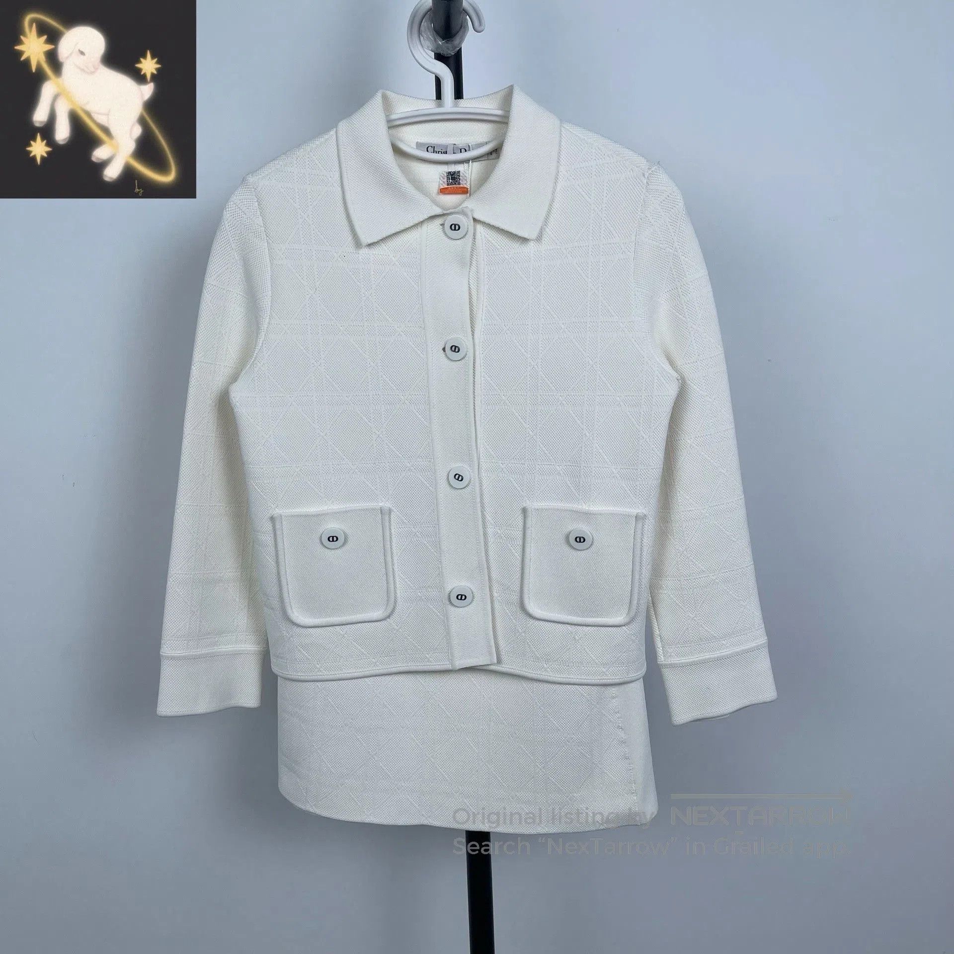Dior Dior White CD Button Knit Coat & Skirt Set. Size XXS / US 00 / IT 34 - 1 Thumbnail