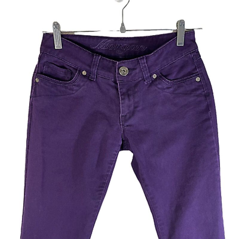 Vintage Delia | Y2K Straight Skinny Leg Purple Jeans | Size 3/4P Size 27" / US 4 / IT 40 - 6 Thumbnail
