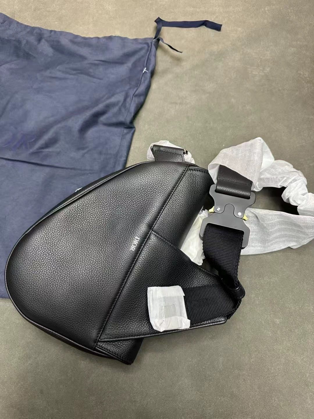 Dior Dior By Erl Grained Calfskin Saddle Bag Black Size ONE SIZE - 3 Thumbnail