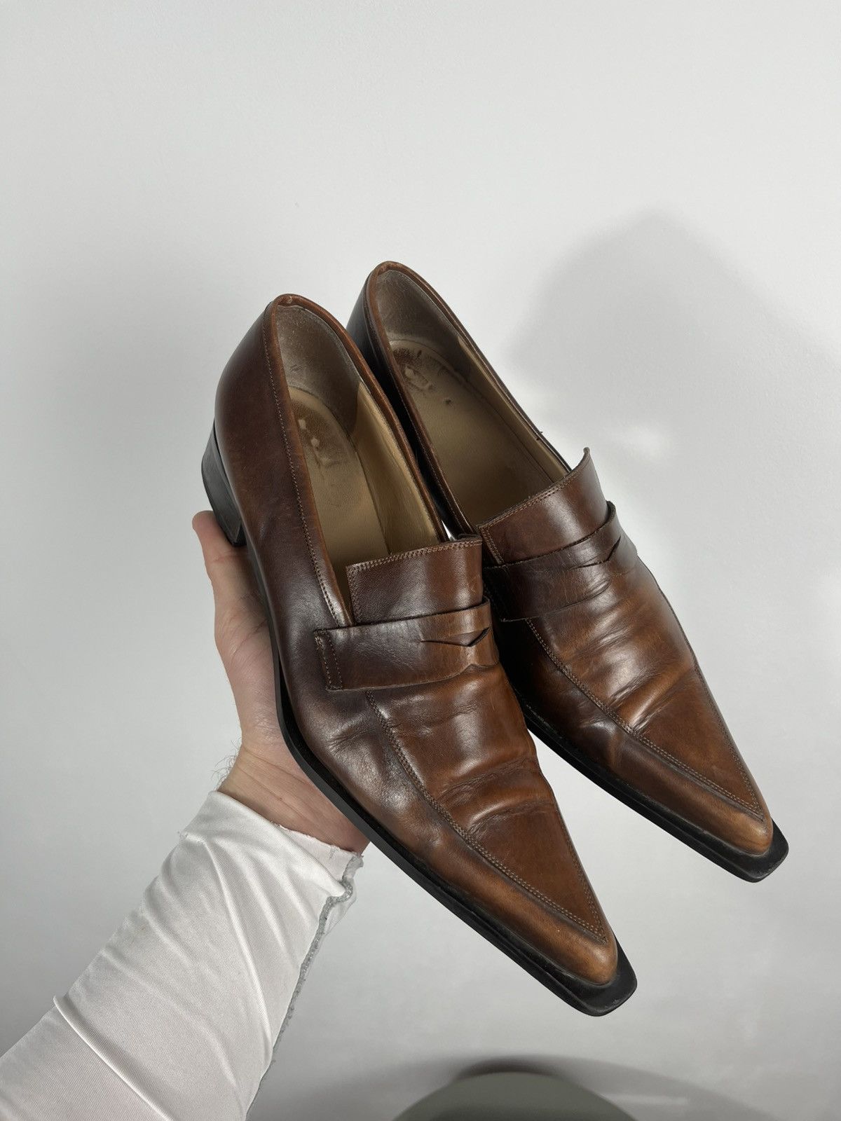 Other Womens Brown Leather Pointed Toe Loafers EU 39 Size US 8 / IT 38 - 10 Thumbnail