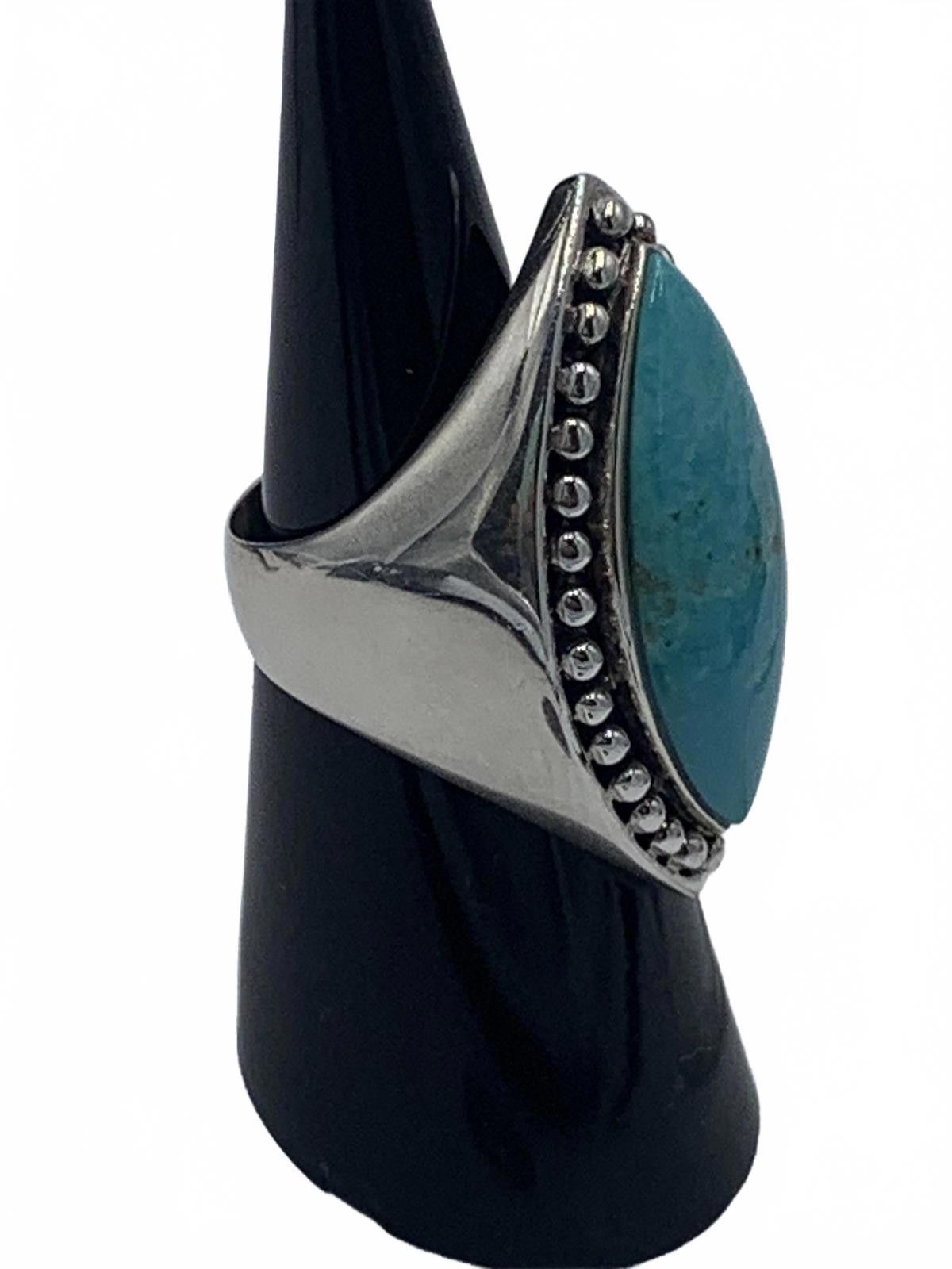 Other Sally C. Treasures Sterling Silver Turquoise Marquise Ring Size ONE SIZE - 5 Thumbnail
