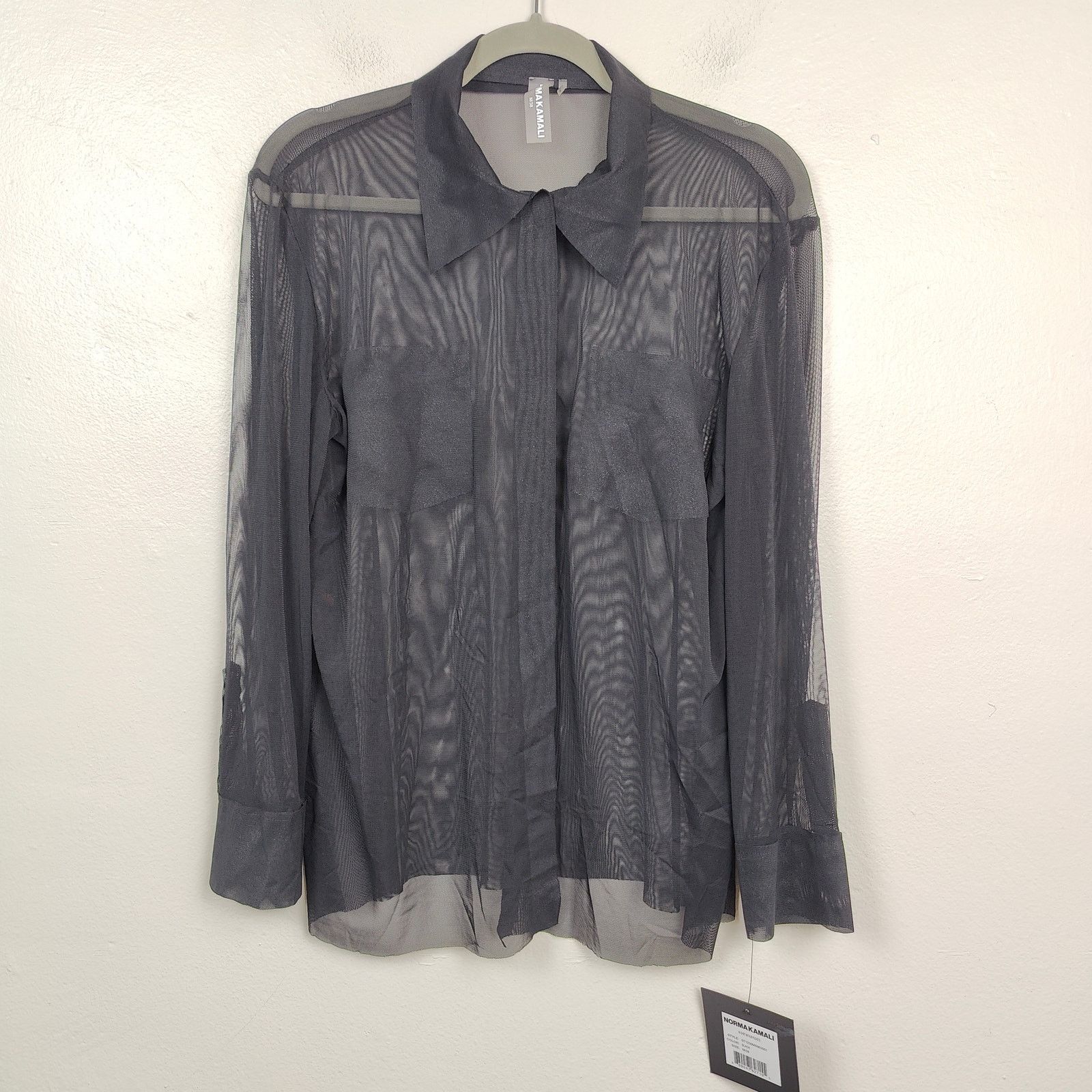 Norma Kamali Norma Kamali Sheer Mesh Shirt Womens Medium Faux Pockets Size M / US 6-8 / IT 42-44 - 1 Thumbnail