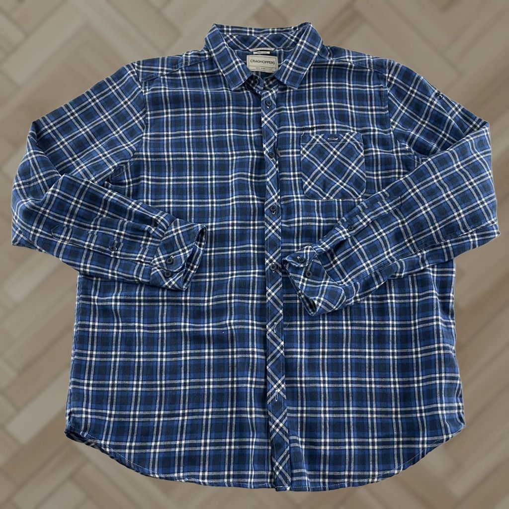 Vintage Craghoppers Plaid Flannel Long Sleeve Button-Up Shirt Men L Blue Size US L / EU 52-54 / 3 - 1 Thumbnail