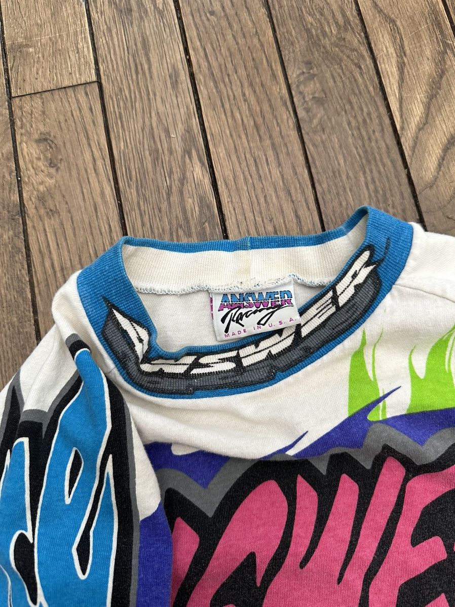 Vintage AMAZING RARE Vintage 90s " Answer Force " Neon Long Sleeve Size US L / EU 52-54 / 3 - 5 Thumbnail