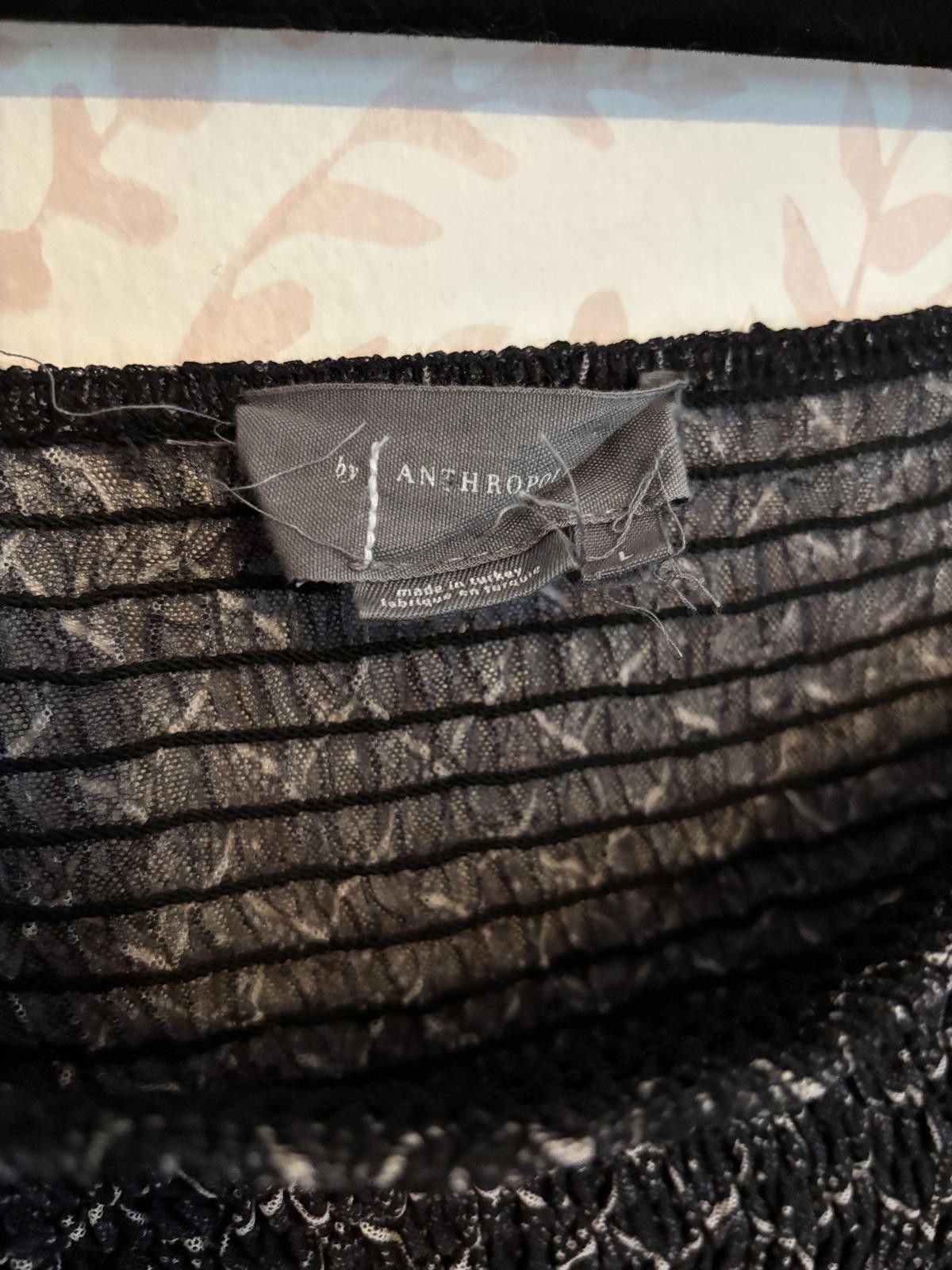 Designer Sheer Sleeve Patterned Blouse by Anthropologie Size L / US 10 / IT 46 - 3 Thumbnail