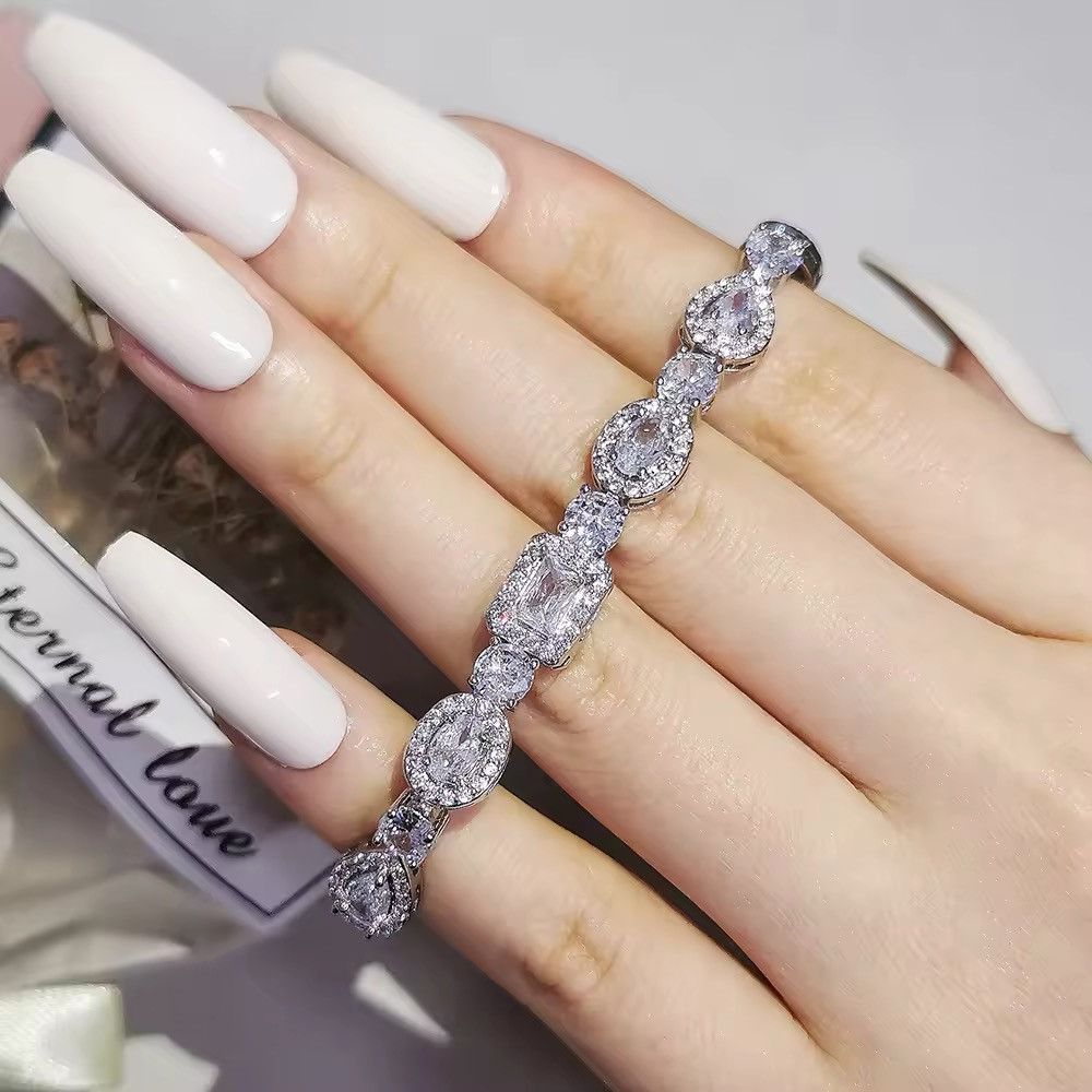 Jewelry Oval Rectangle Silver Color Bracelet Size ONE SIZE - 1 Thumbnail