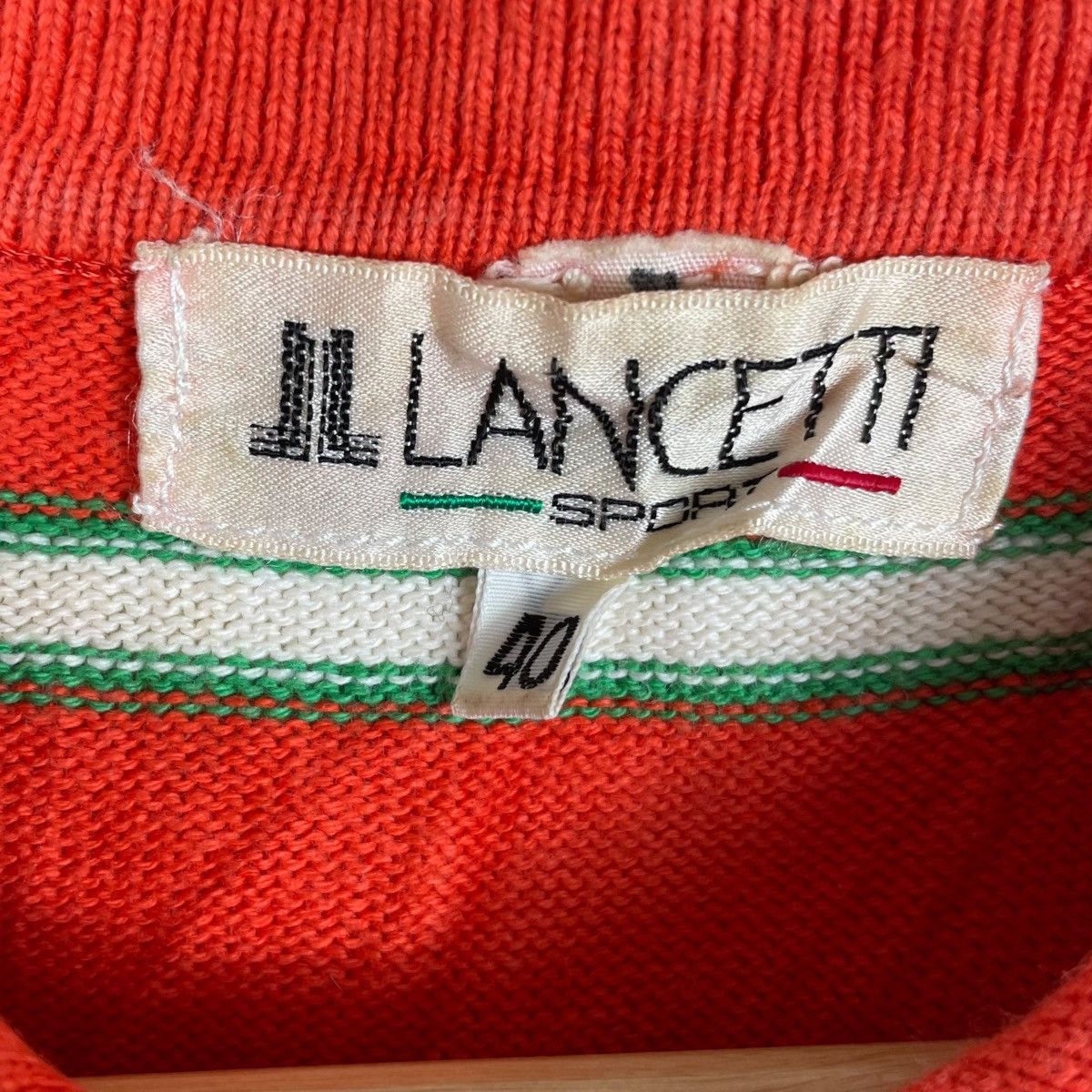 Vintage Vintage 80s Lancetti Sport Stripe Knitwear Polo Jumper Size US M / EU 48-50 / 2 - 7 Thumbnail