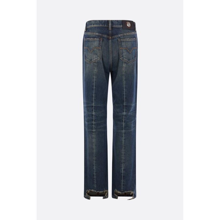 Versace VERSACE Blue Distressed Straight Leg Denim Jeans New & Authe Size 28" / US 6 / IT 42 - 2 Thumbnail