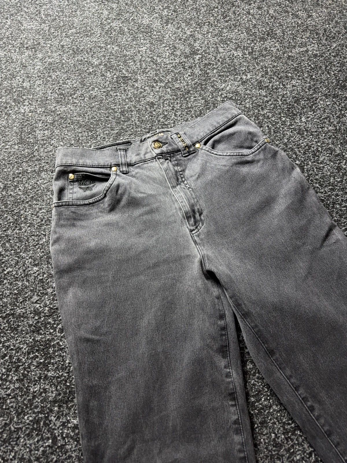 MCM Luxury MCM Jeans Studded Logo Pants Black Y2K Straight W29 Size 29" - 4 Thumbnail