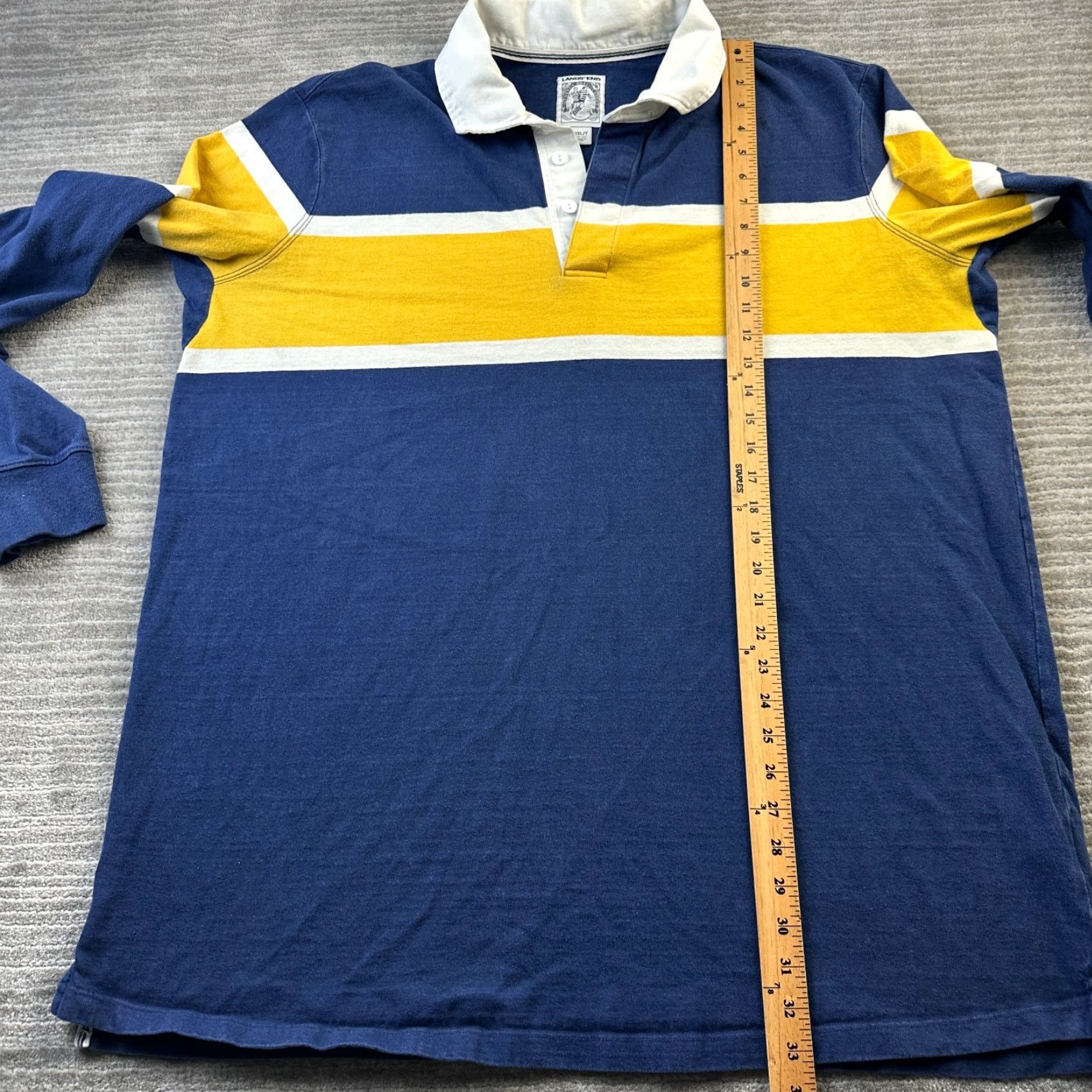 Lands' End VINTAGE Lands End Rugby Shirt Mens 2XLT 2XL Tall Blue Gray Long Sleeve Polo Size US XXL / EU 58 / 5 - 8 Thumbnail