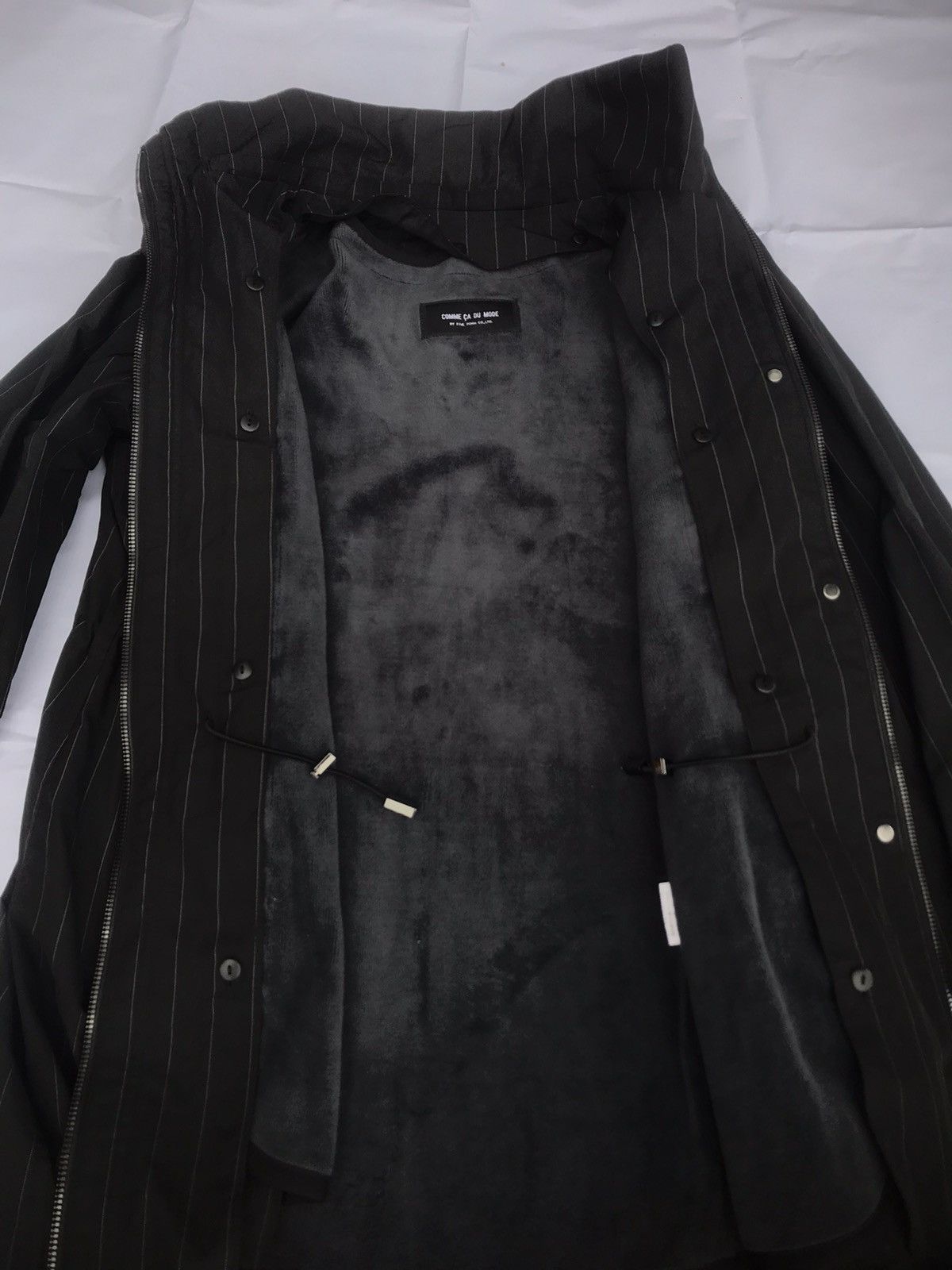 Comme Ca Ism × Designer × Japanese Brand Comme Ca Du Mode Japan Pinstripe Fleece Lined Zipper Coat Size M / US 6-8 / IT 42-44 - 14 Thumbnail