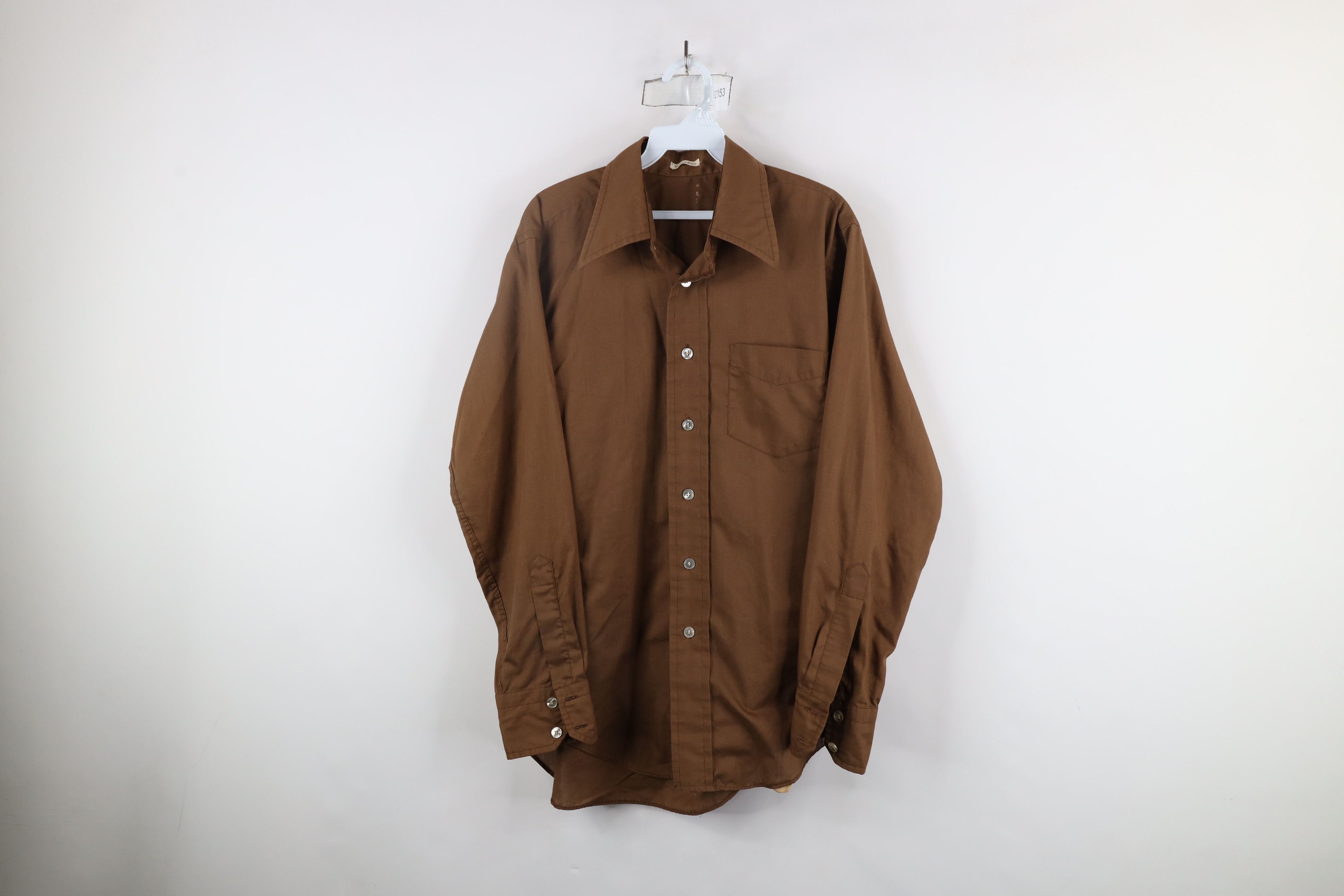 Vintage Vintage 60s 70s Streetwear Collared Button Shirt Brown USA Size US L / EU 52-54 / 3 - 1 Thumbnail