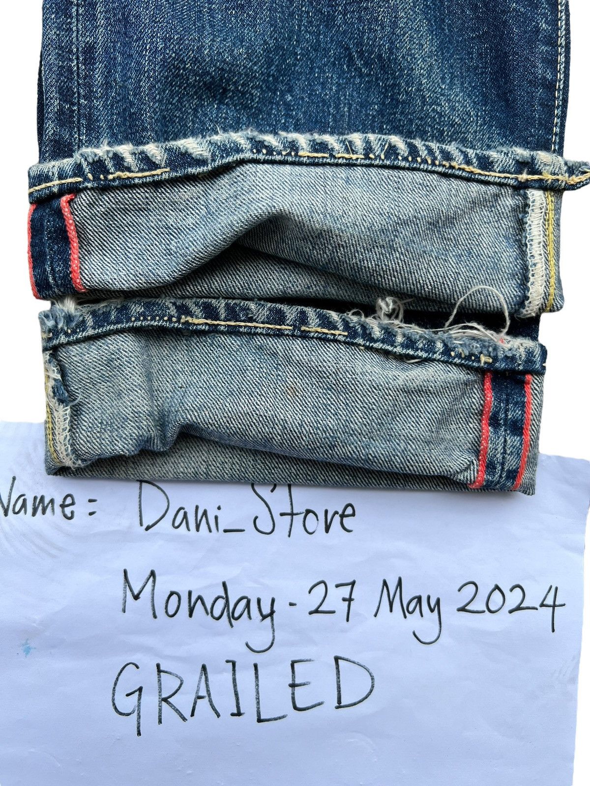 Kapital Kountry Vintage Kapital Distressed Straight Cut Denim Jeans 31x32 Size US 31 - 5 Thumbnail