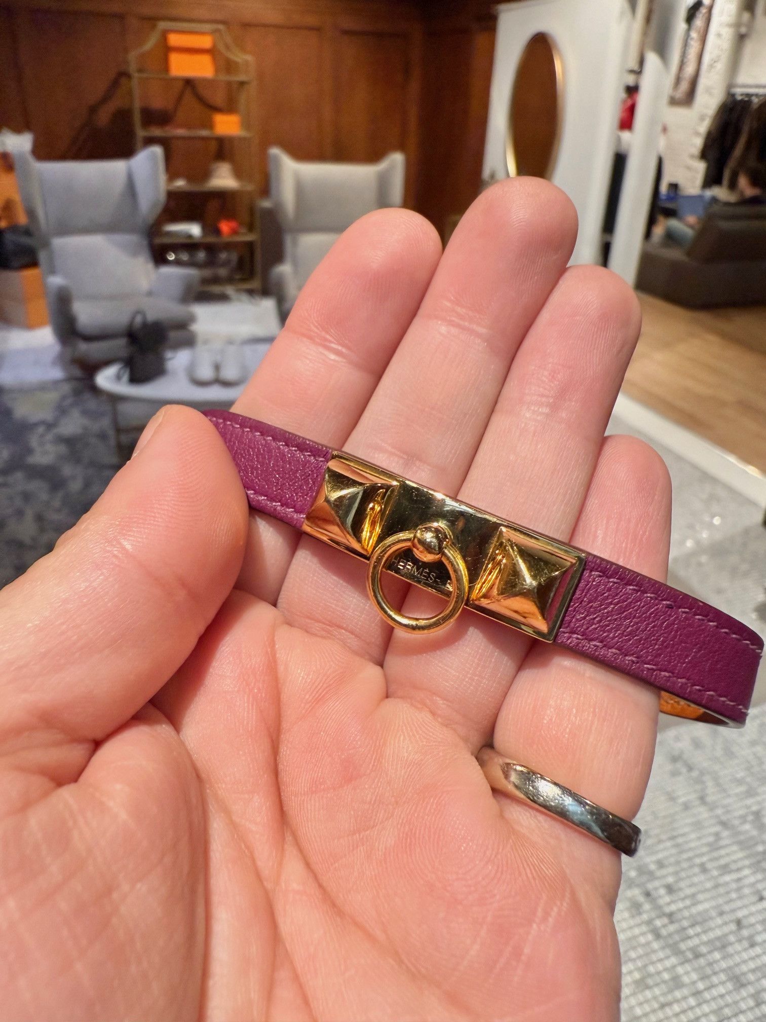 Hermes Hermès Purple Double Tour Rivale GHW Wrap Bracelet Size ONE SIZE - 8 Thumbnail