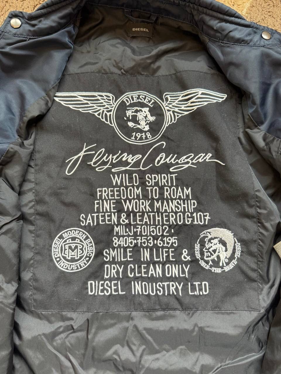 Diesel Diesel Flying Cougar Jacket Light Dark Blue Nylon Bomber Size US S / EU 44-46 / 1 - 8 Thumbnail