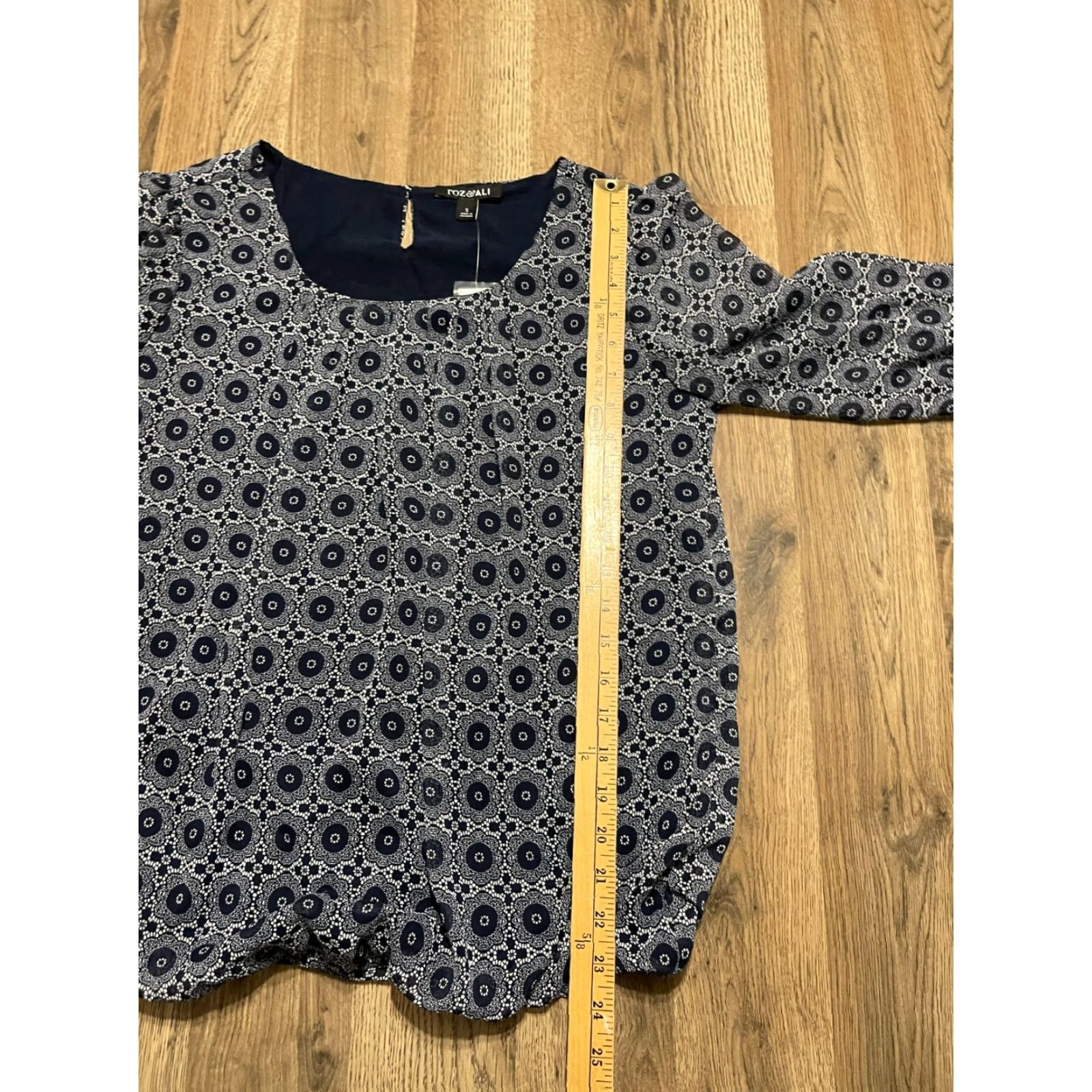 Vintage Roz And Ali Shirt Women’s Small Blue 3/4 Sleeve Allover Print T-Shirt Casual Regular Size Small Womens Size S / US 4 / IT 40 - 6 Thumbnail