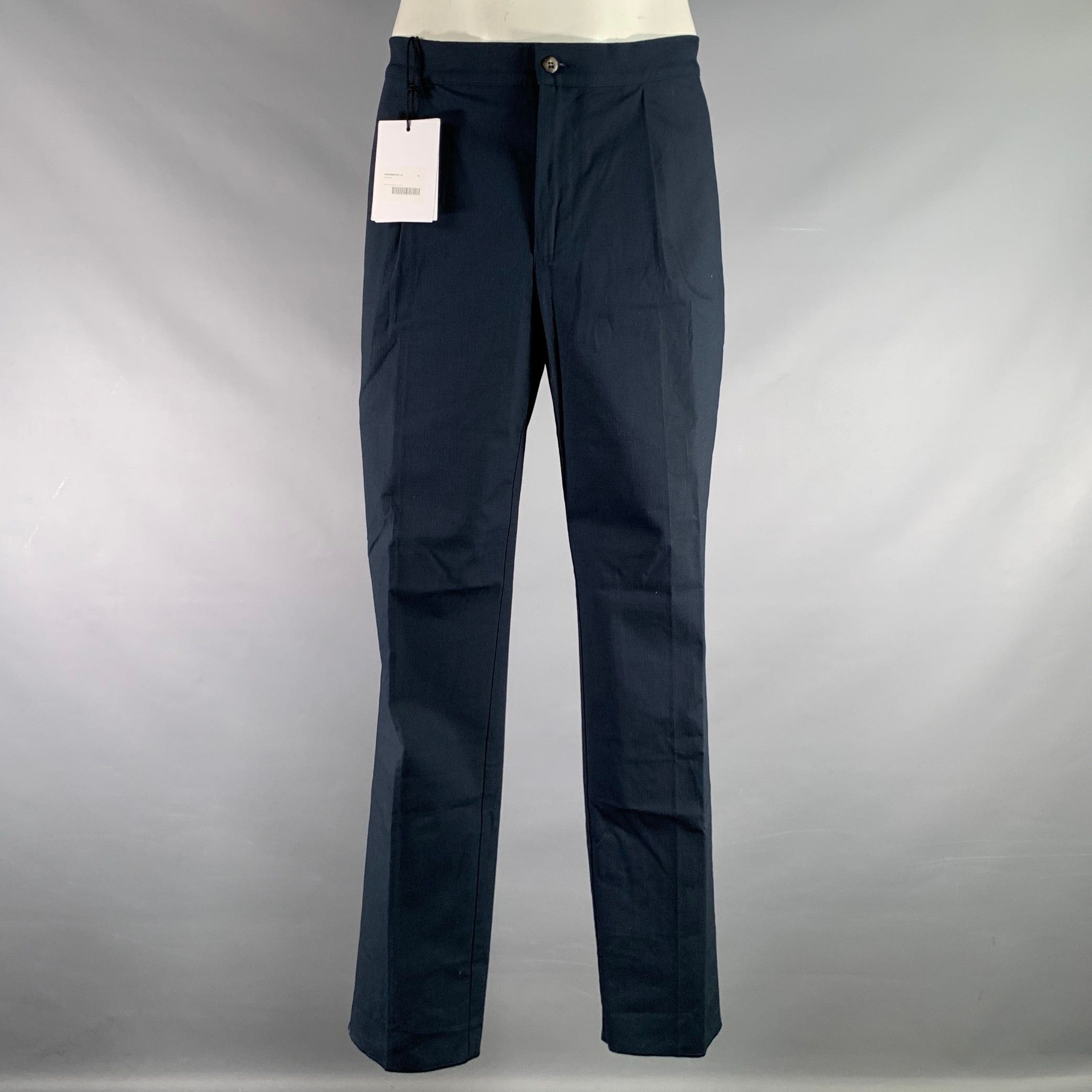 image of Doppiaa Navy Elastic Waistband Casual Pants, Men's (Size 44)